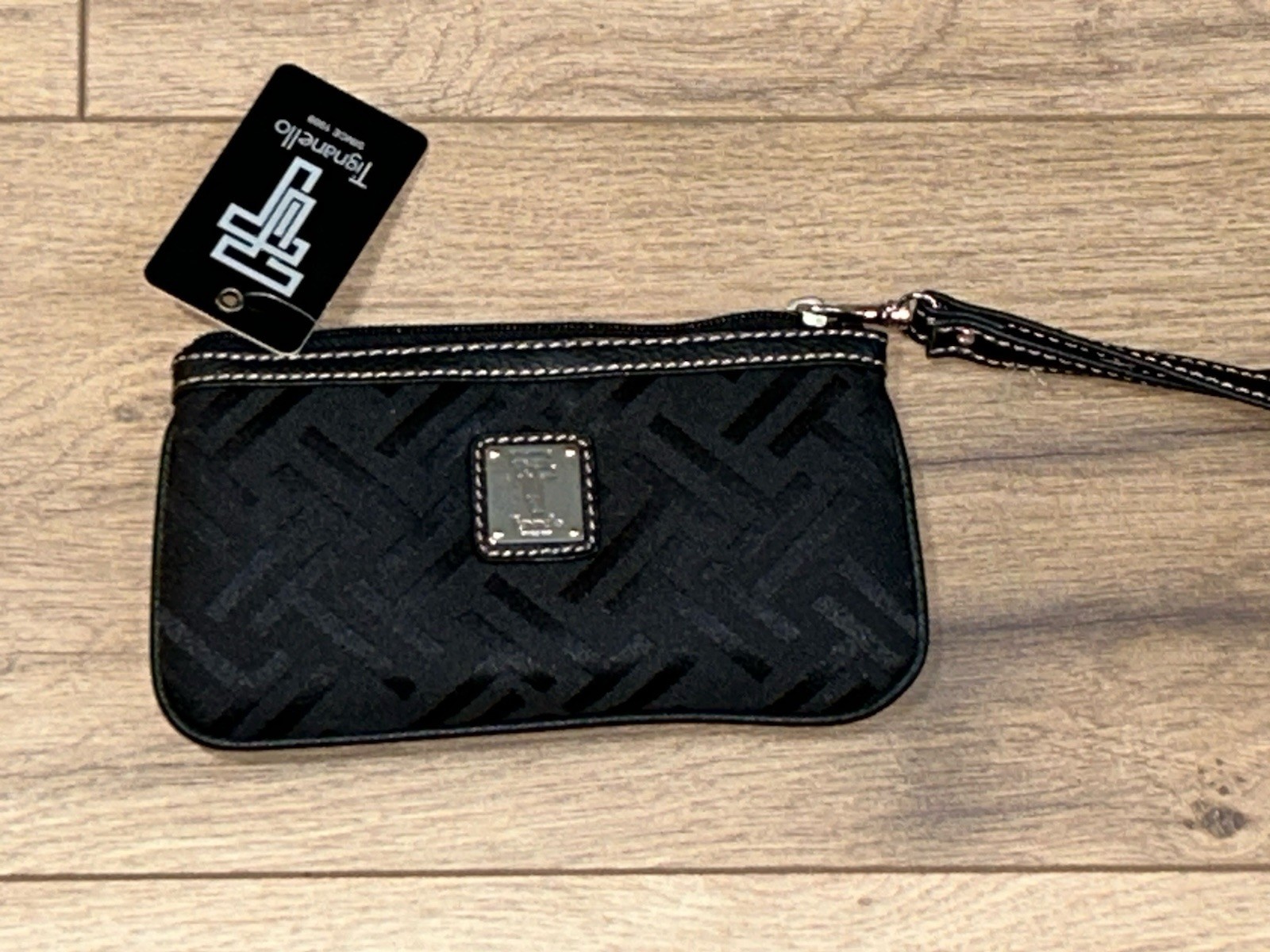Tignanello Black Wristlet Wallet Zip Closure New With Tags