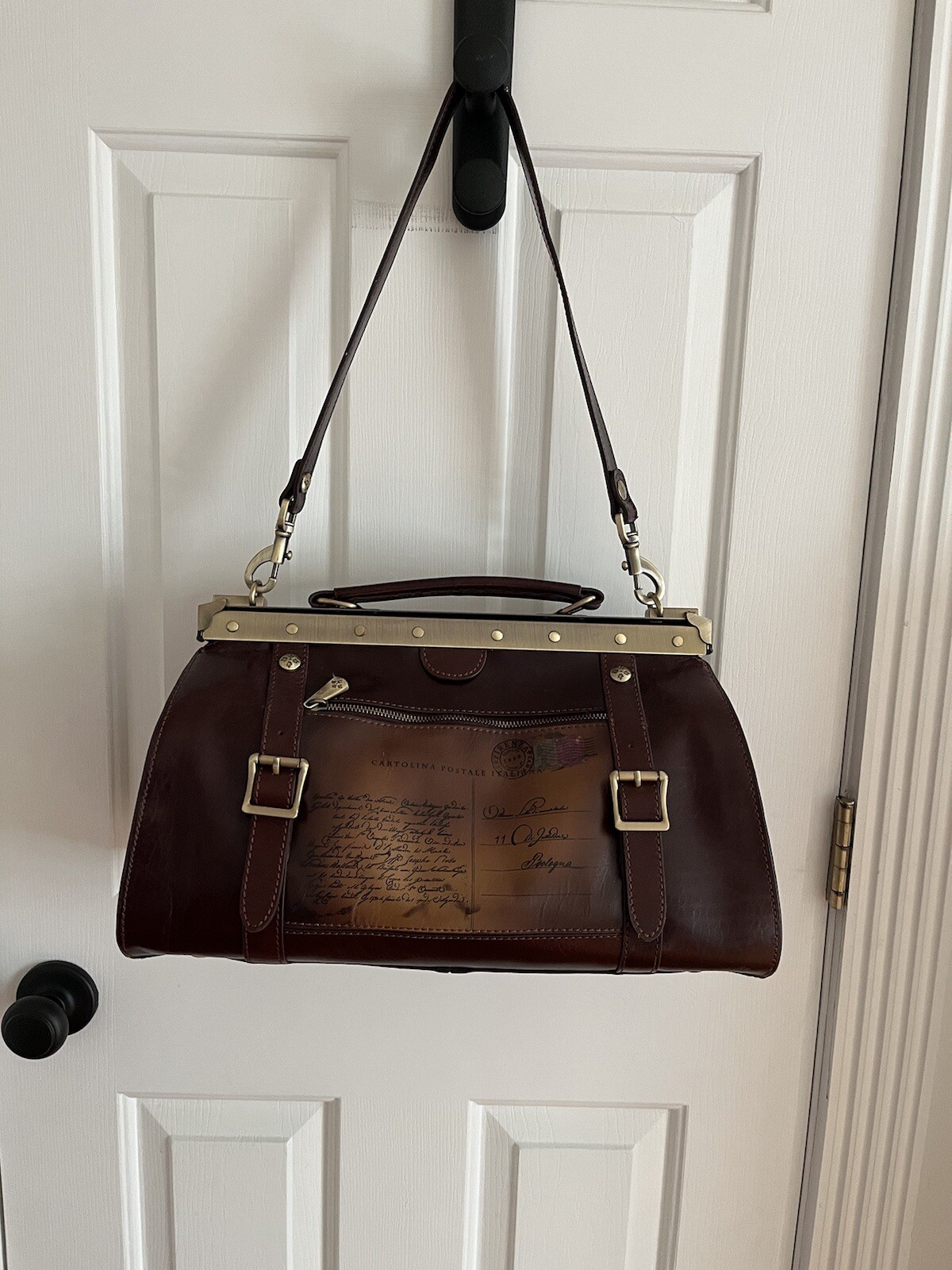 $499 PATRICIA NASH DISCOVERY COLLETTA LEATHER POSTCARD FRAME SATCHEL PURSE – NEW