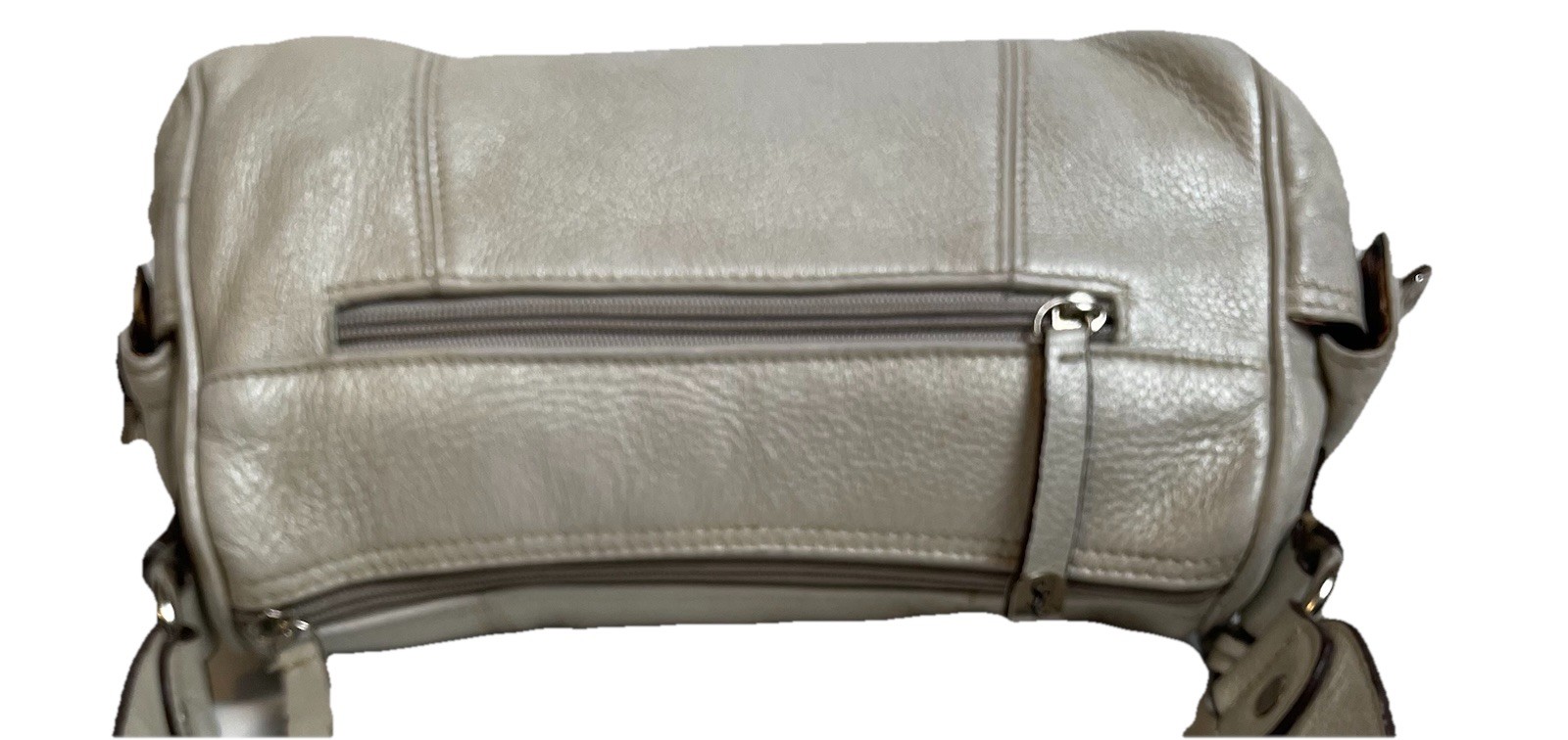 Sophia Caperelli Satchel Handbag Silver Small Genuine Leather Hang Tag Classic