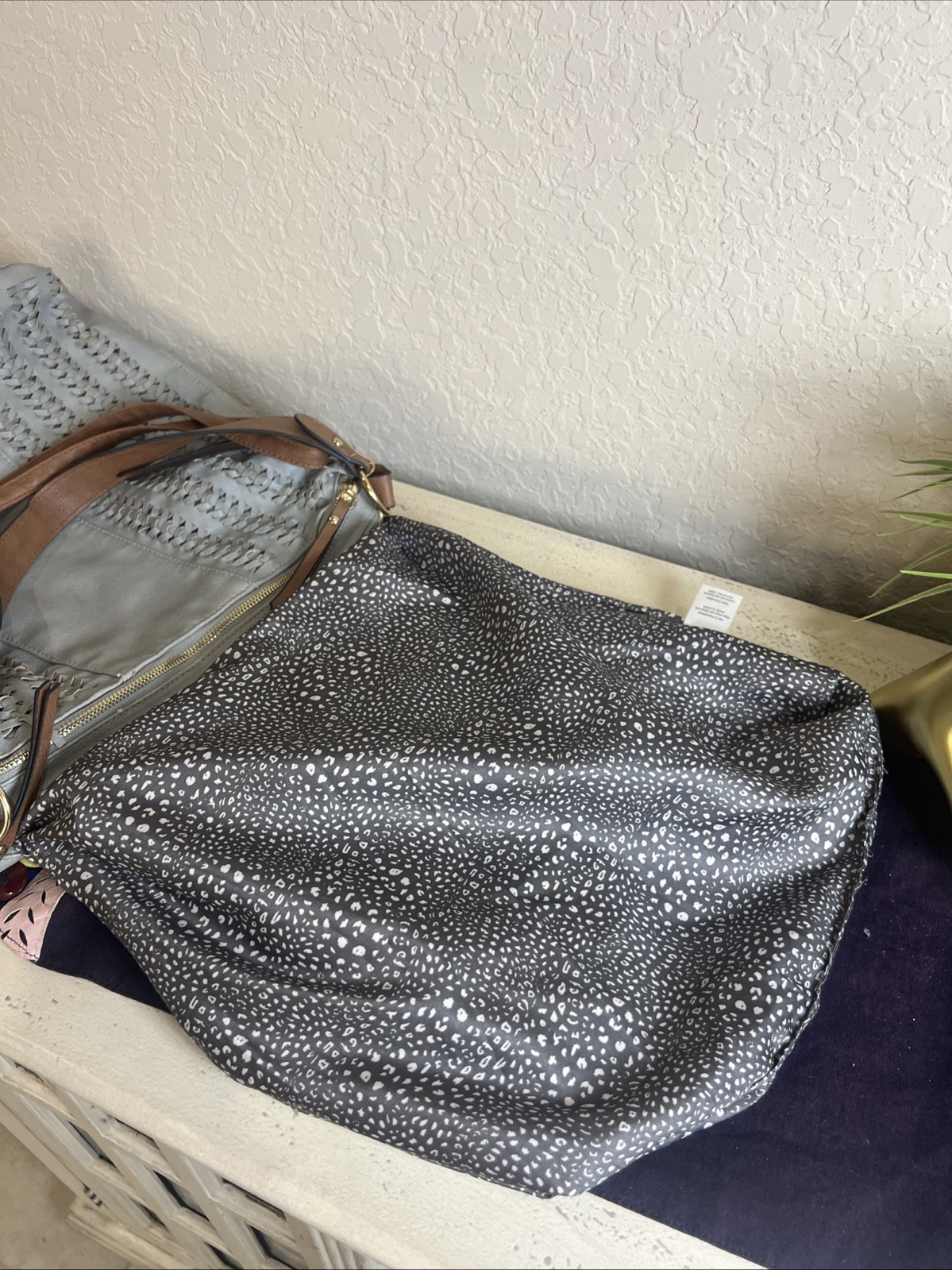 Unbranded Classic Gray Multi Zip Woven Shoulder Handbag Hobo Western Purse