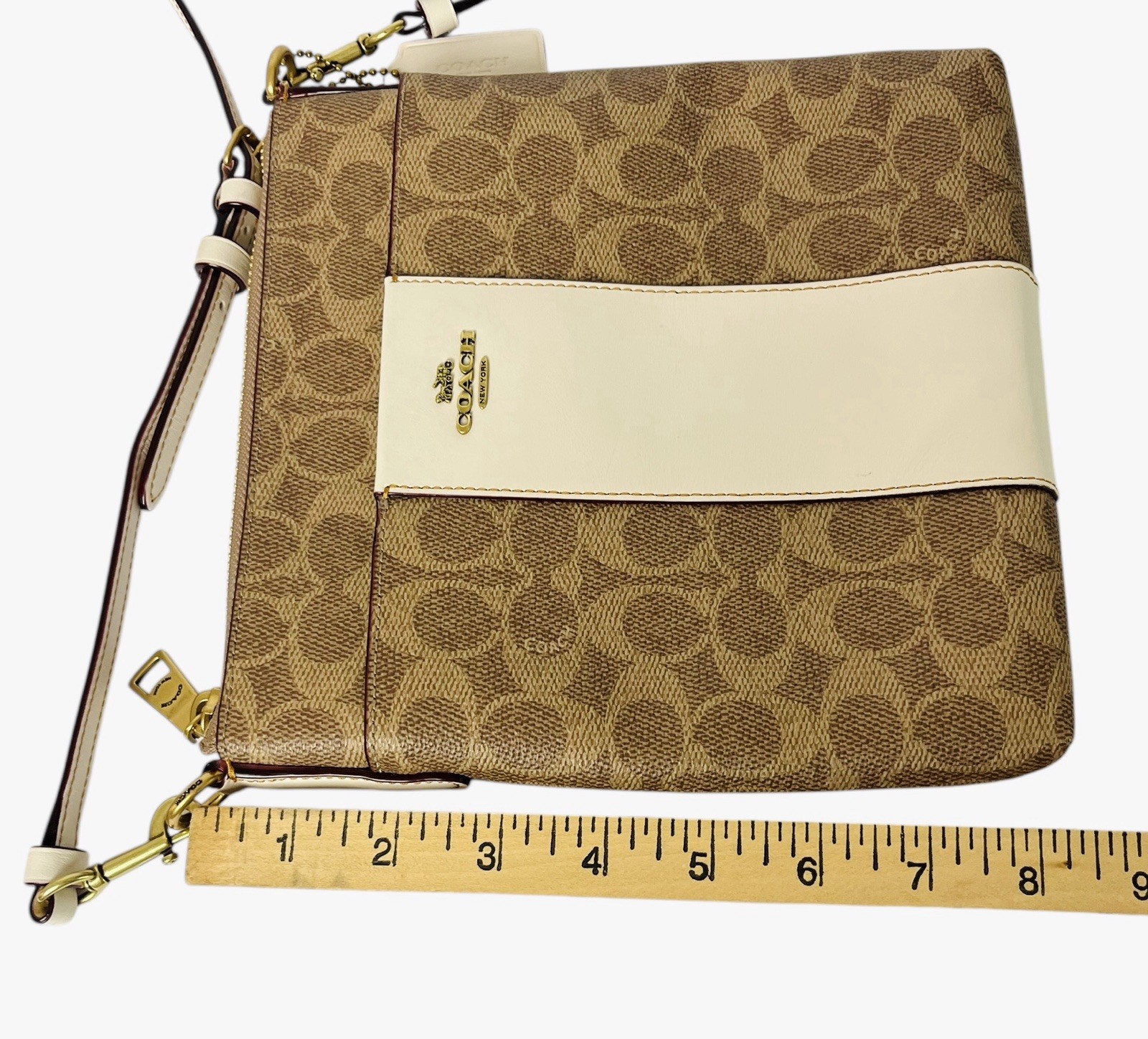 Coach Kitt Signature Canvas Colorblock Ivory Trim Messenger Crossbody -EXCELLENT