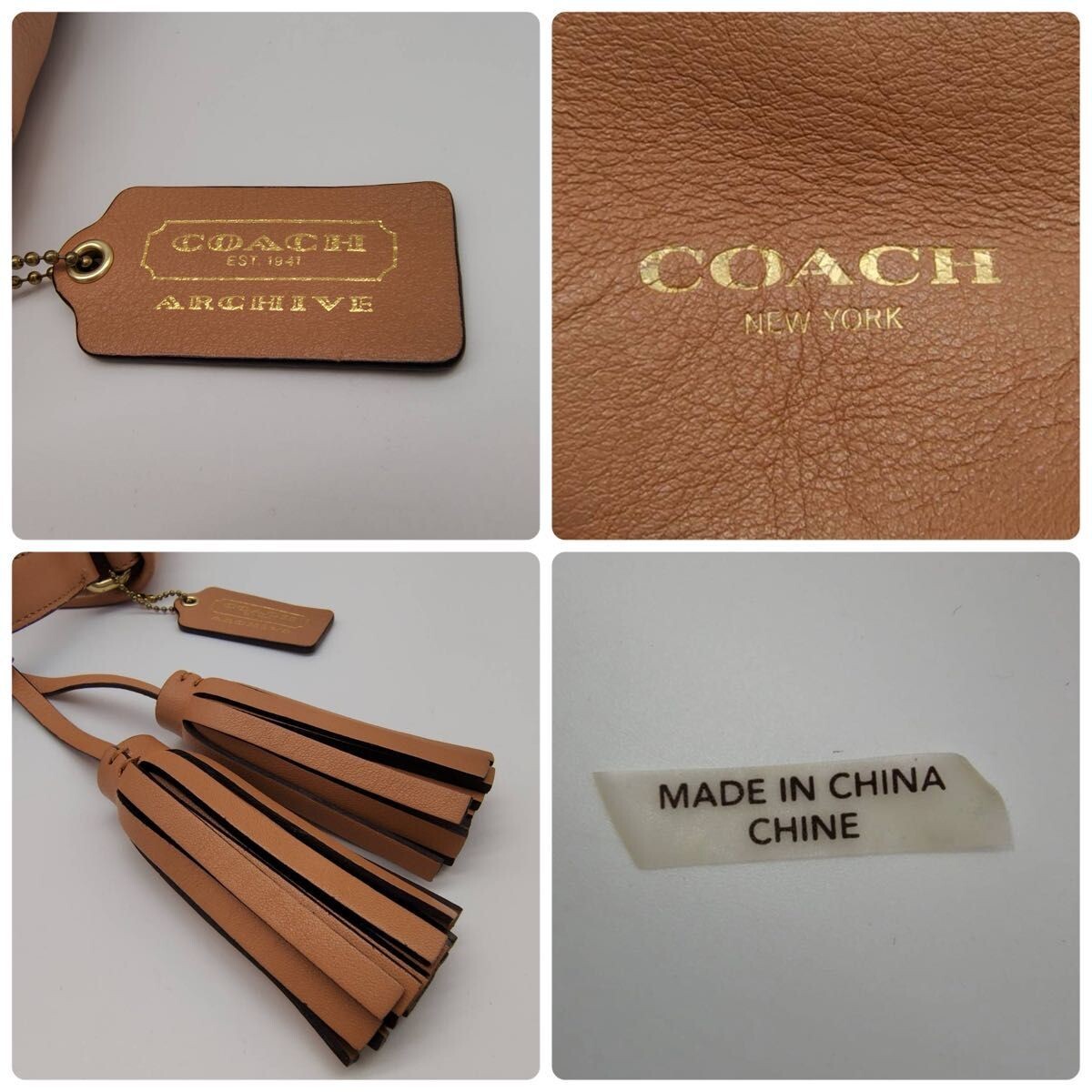 COACH 21193 Brown Leather Turn Lock Tassel Shoulder Bag Women 11in 12in