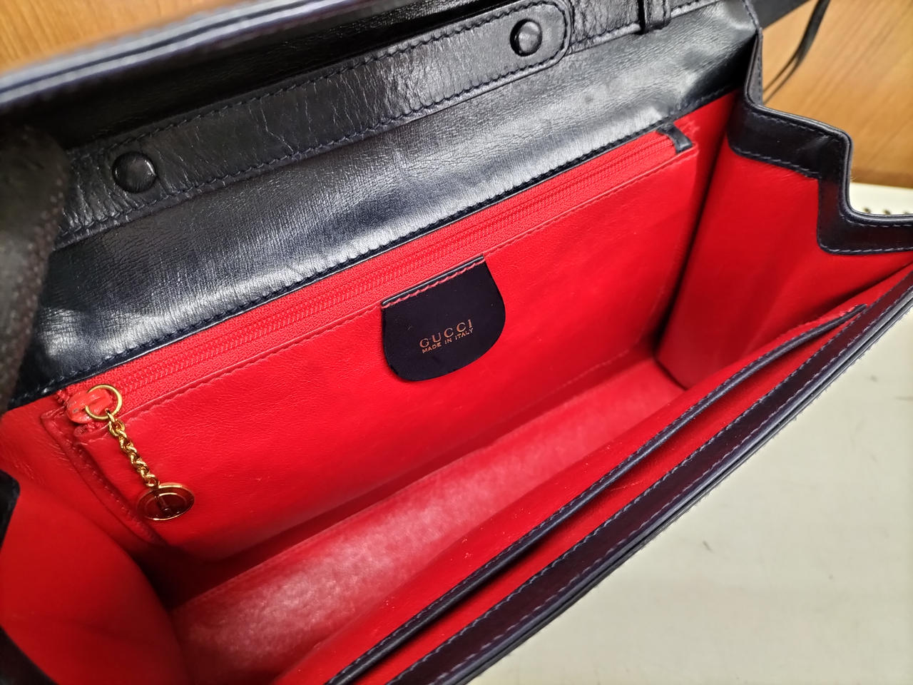 GUCCI Navy Shoulder Bag 10.8 inch