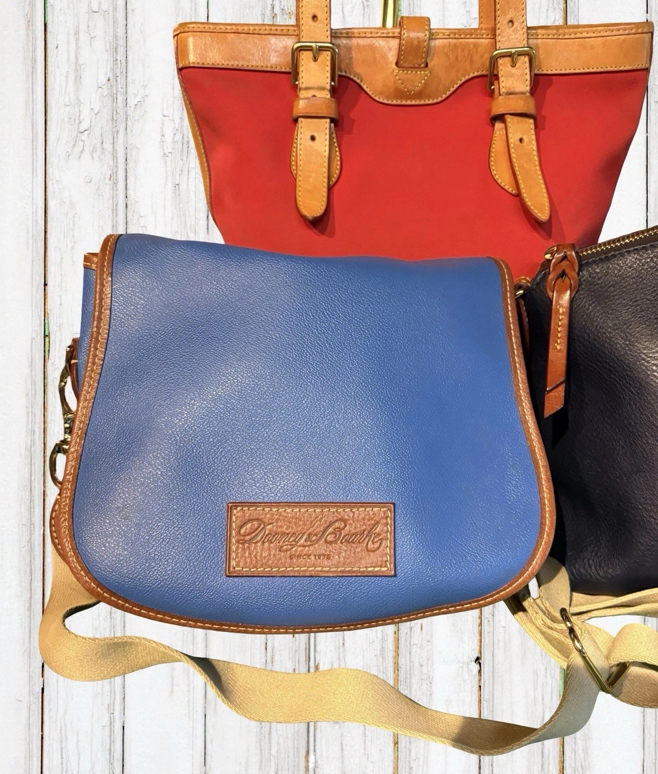 Dooney Bourke Bundle Lot Blue Red Bags Purse Canvas Florentine Vacchetta Leather