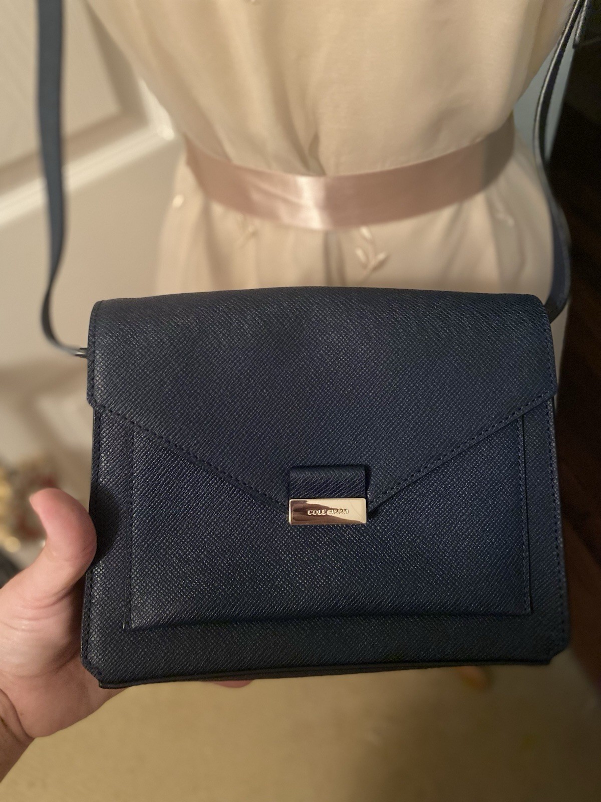 Cole Haan Amalia Navy Blue Saffiano Leather Cross Body Bag- Like New
