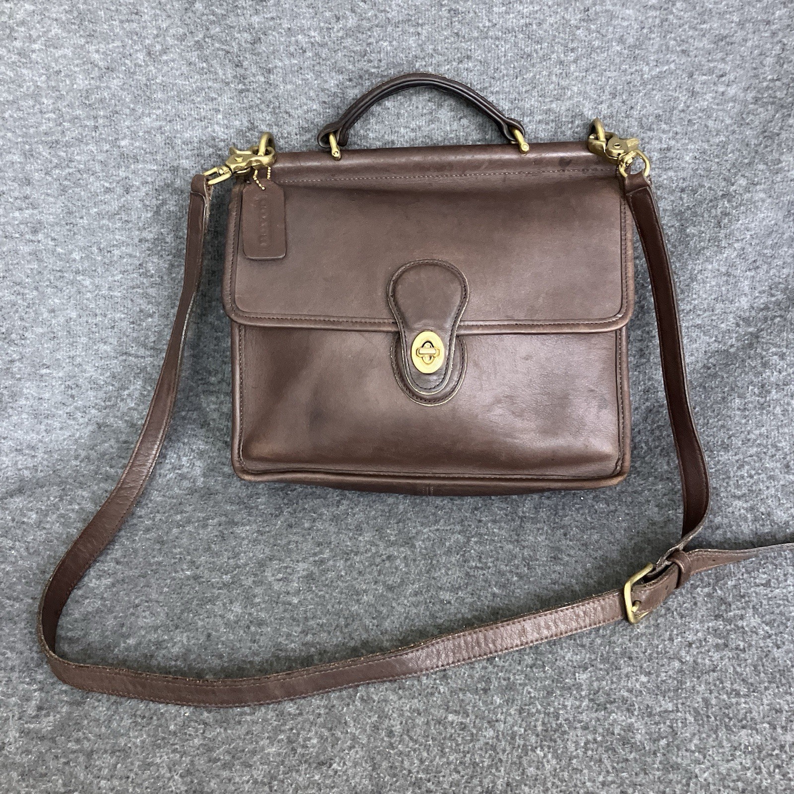 VTG 90s COACH WILLIS Brown Leather Crossbody Satchel Bag Purse MADE IN USA