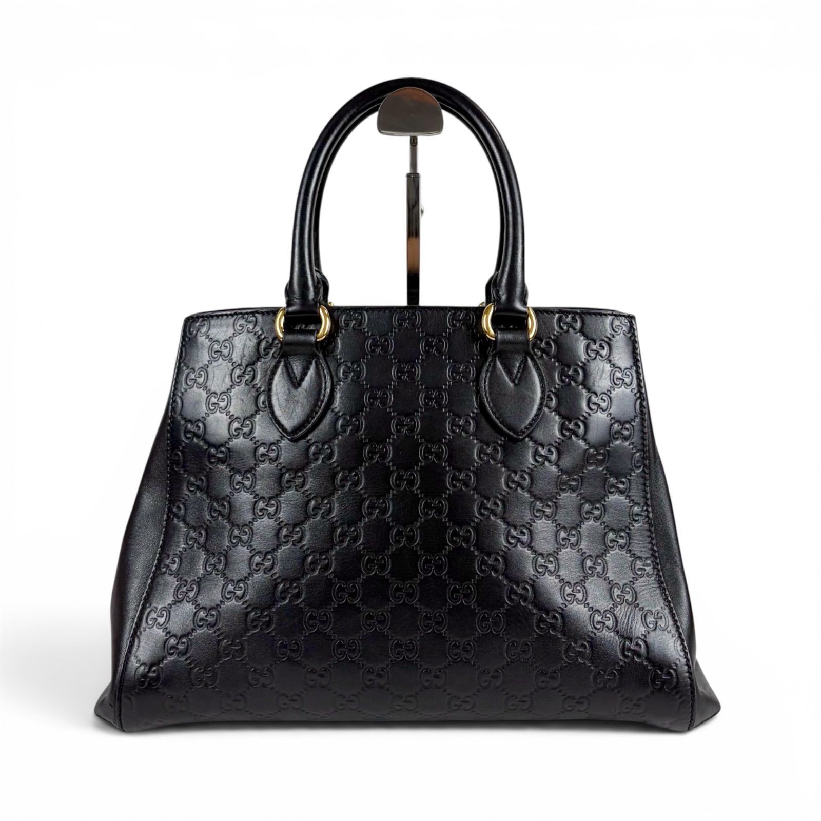 Gucci GG Guccissima Leather Tote Bag Black 453704 Large Shoulder Handbag Italy