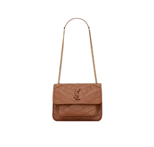 SAINT LAURENT Niki leather shoulder bag women’s light brown 8.3*3.0*6.3 in
