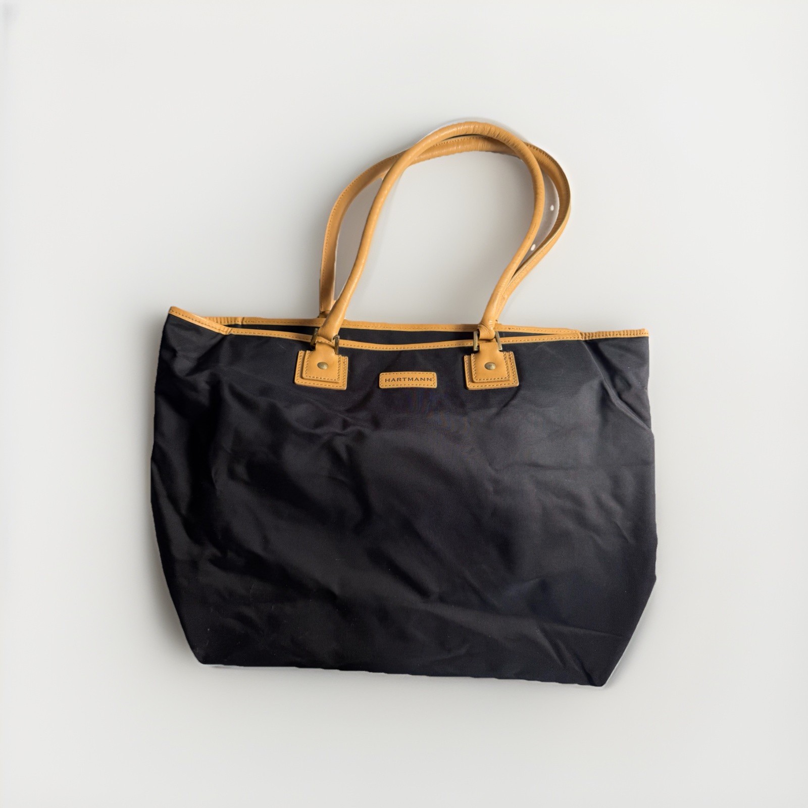 Hartmann Black Canvas/Leather Trim Day tote travel bag