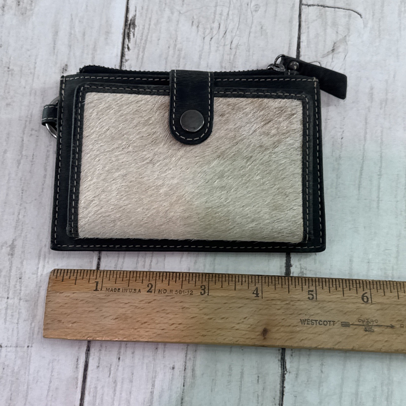 Myra Leather and Hair on Cowhide small wallet credit card holder 5×3 inches