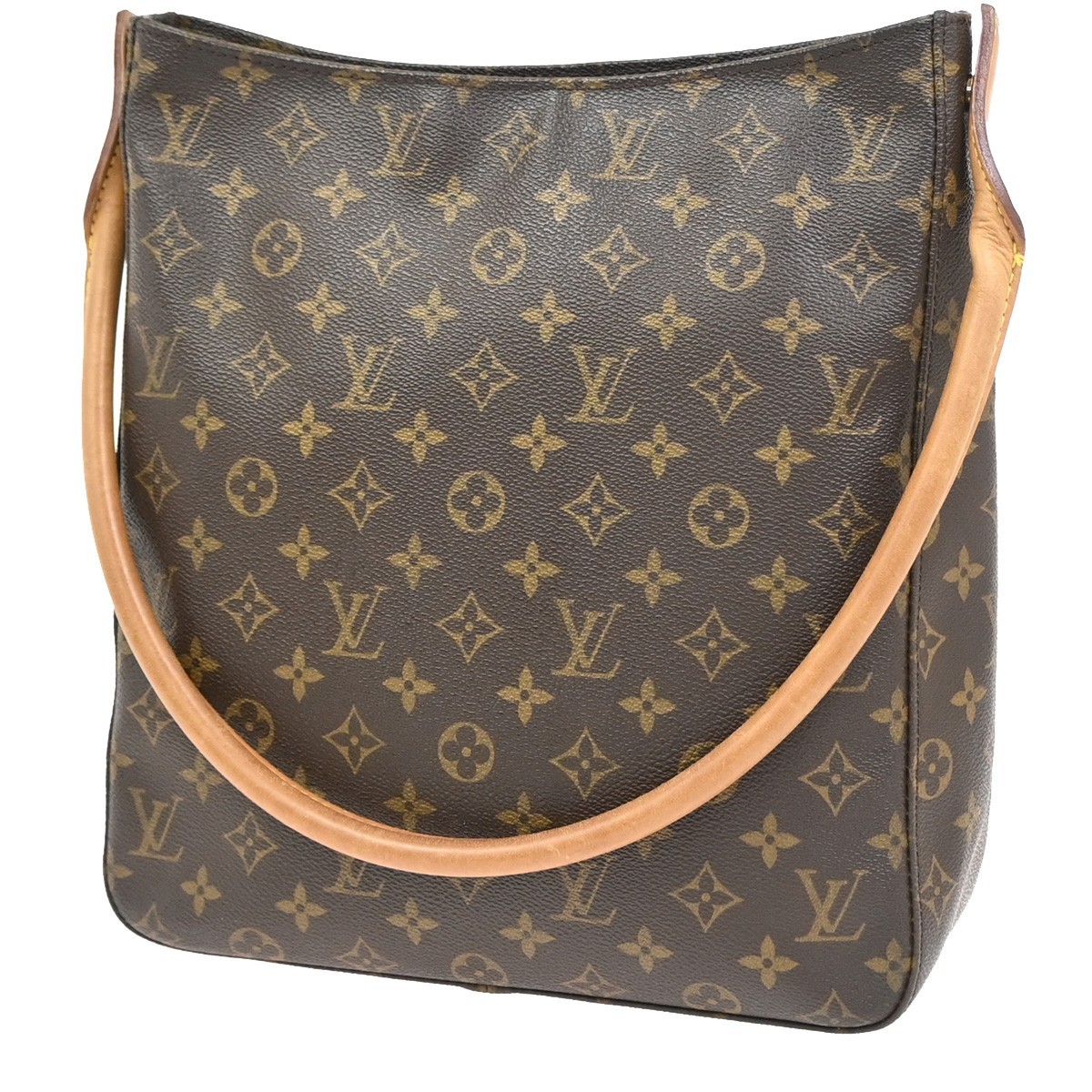 LOUIS VUITTON Logo Looping GM Shoulder Bag Monogram Leather Brown M51145 89PA226