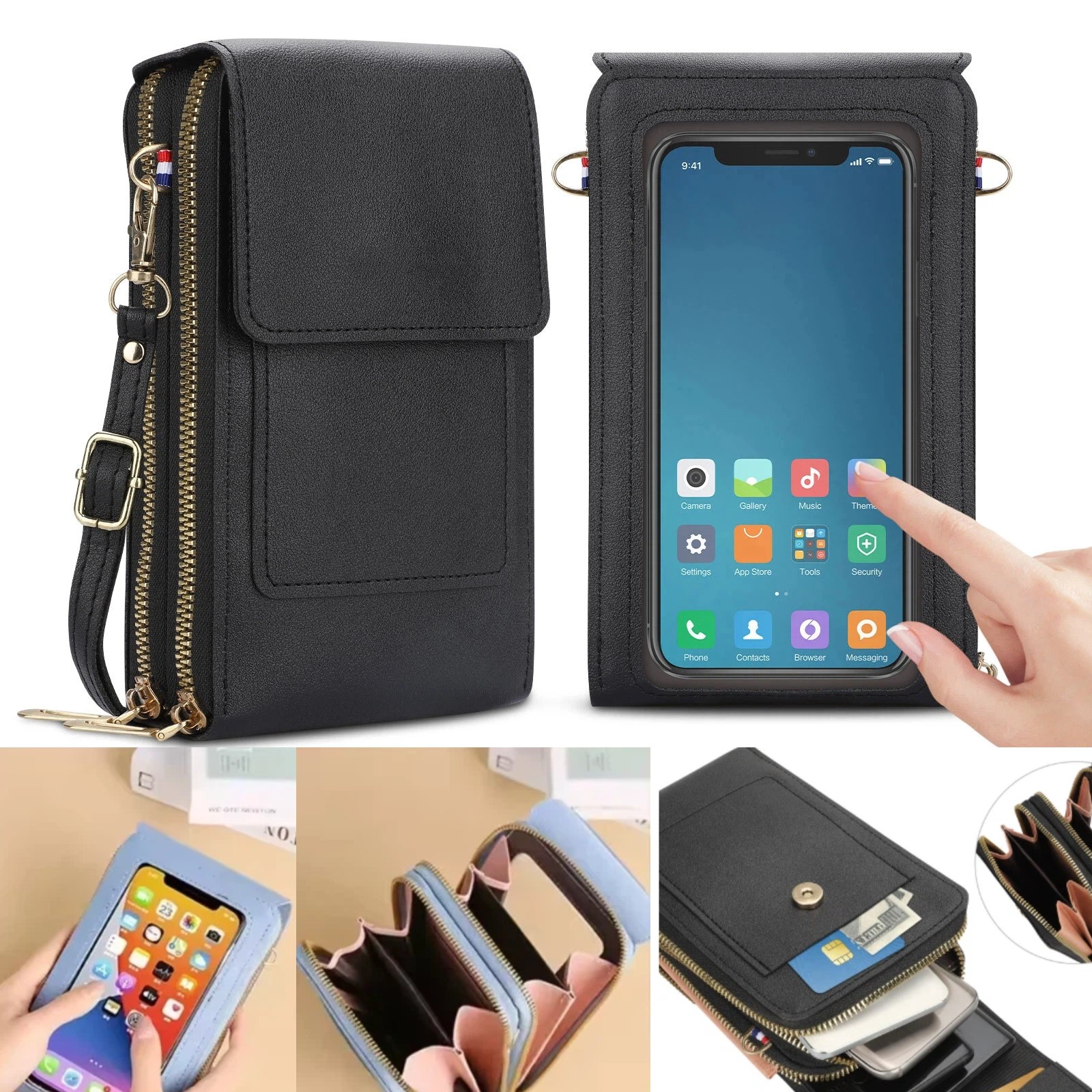 Women Touch Screen Cell Phone Bag Crossbody Shoulder Pouch Purse Key Card Case