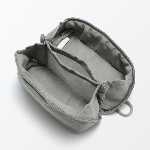 Muji Wrinkle nylon wide opening pouch S gray small makeup items organize JP FS