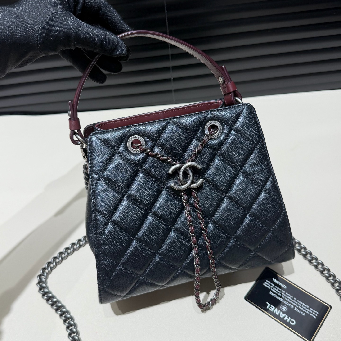 Authentic Chanel Grained Calfskin Bucket Bag Black Ruthenium-Tone eBay AG