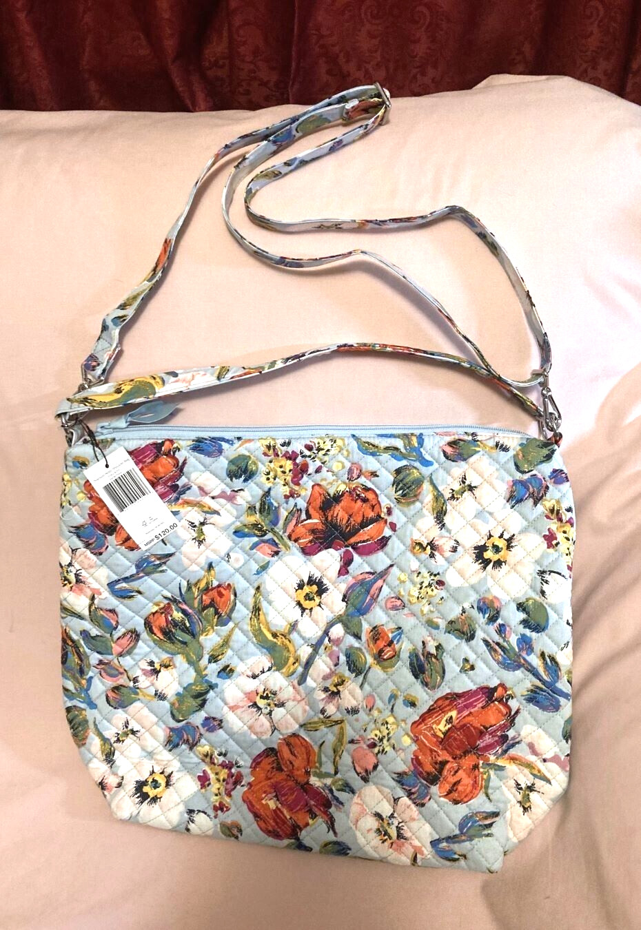 Vera Bradley OVERSIZED 17″ x 14″ x 5″ HOBO SHOULDER BAG in SEA AIR FLORAL
