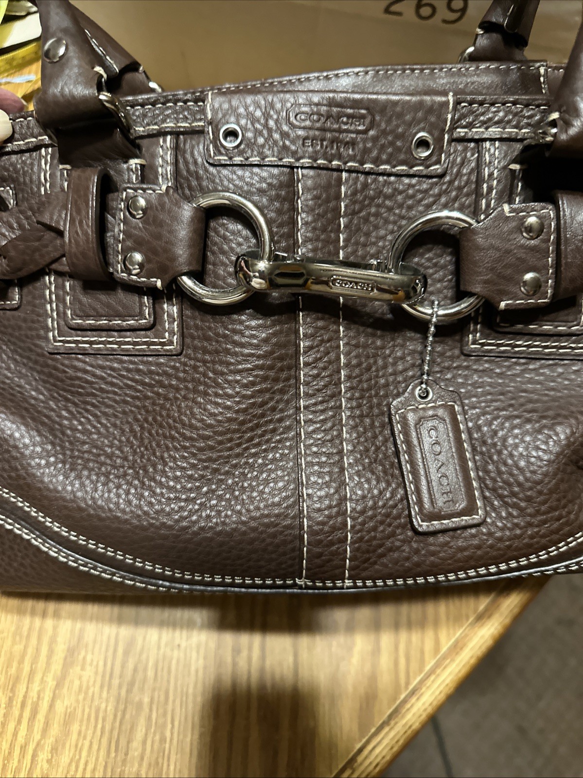 Brown Coach Leather Hampton Handbag