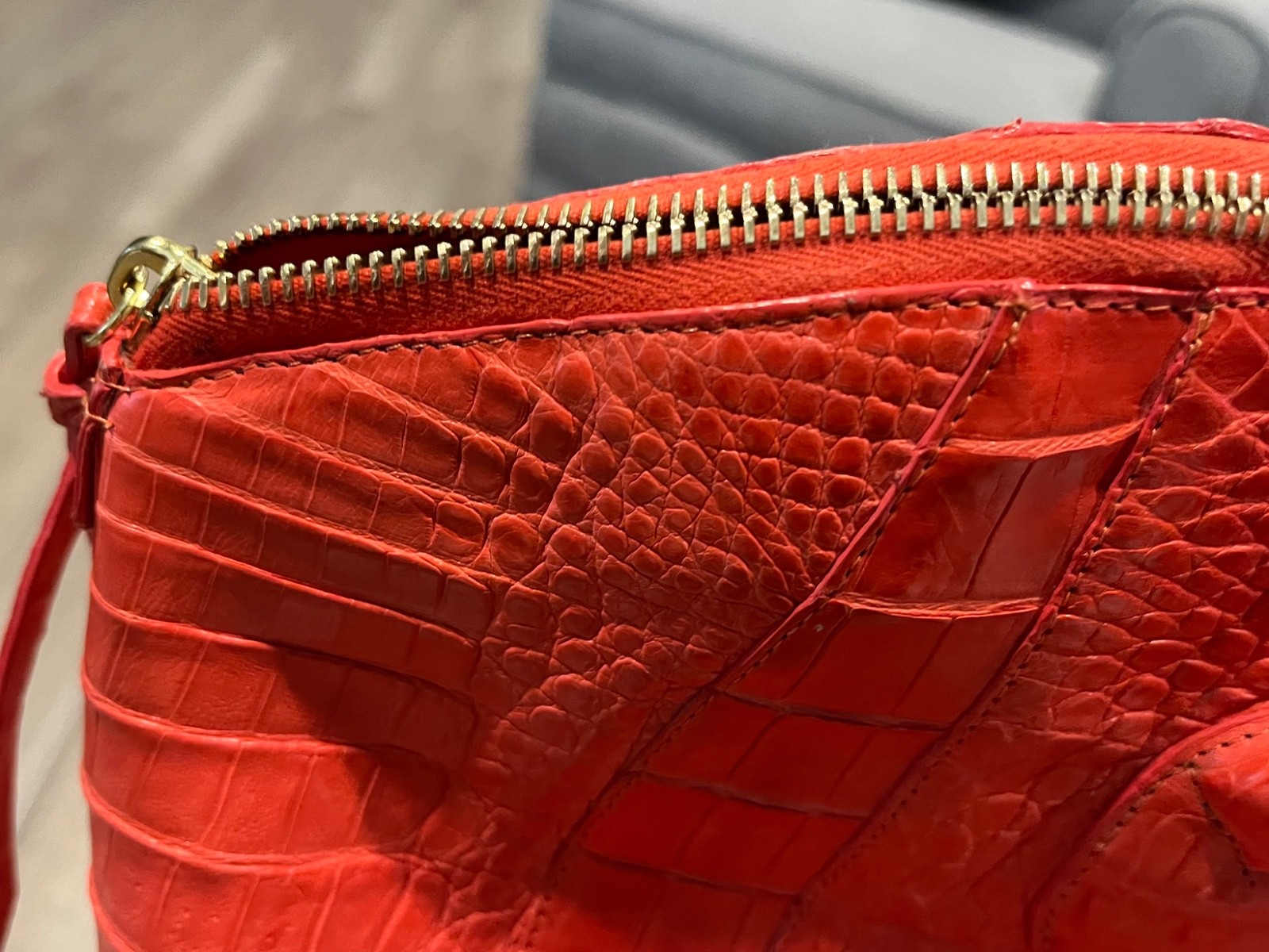 Nancy Gonzalez Crocodile Caiman Leather Medium Dome Double Orange Satchel $3600