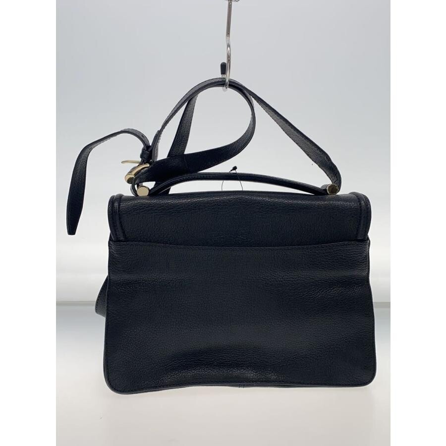 MAX MARA Shoulder Bag Leather Black Womens Gold Hardware Clasp Top Handle