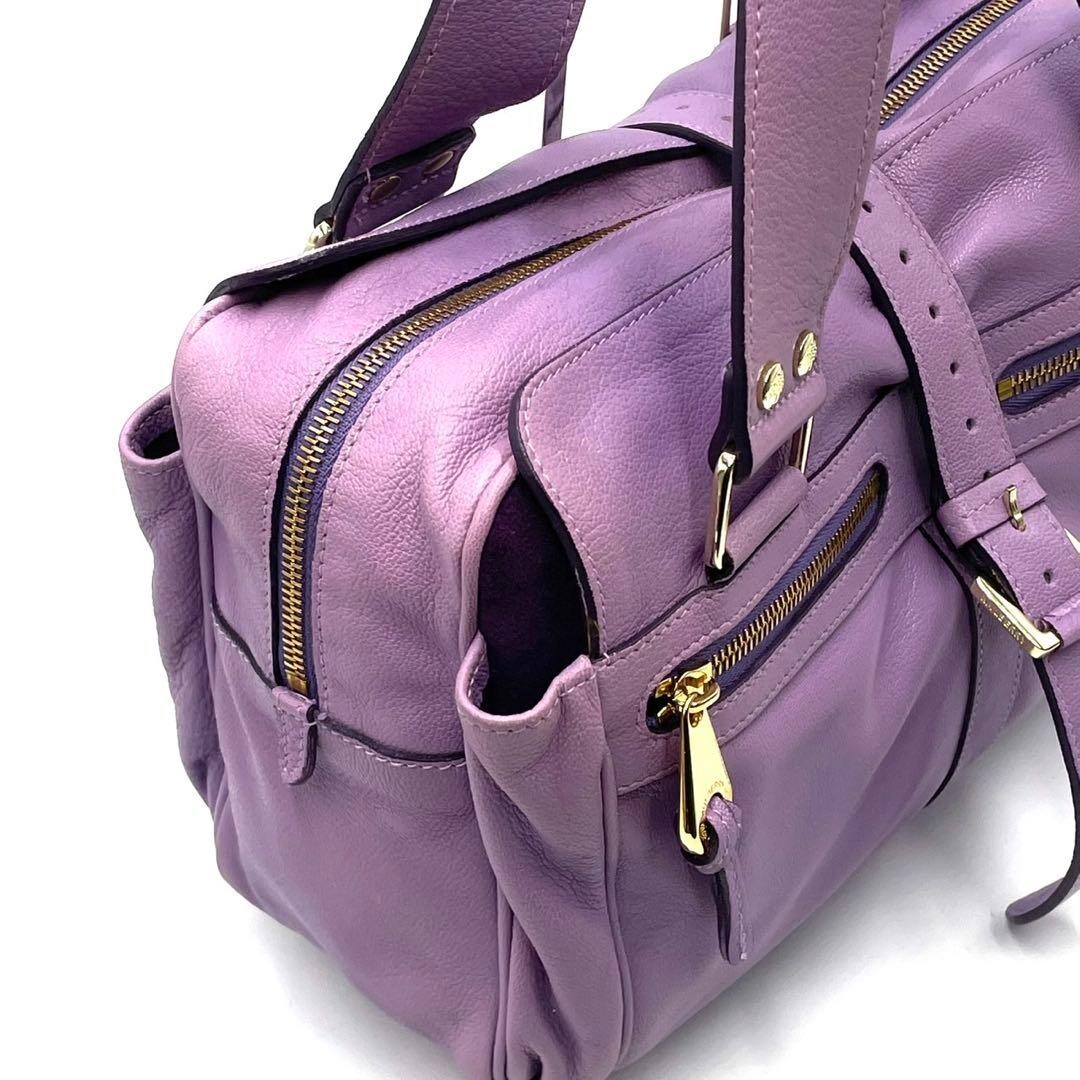 MULBERRY Handbag Mini Boston Bag Leather Purple Vintage From Japan