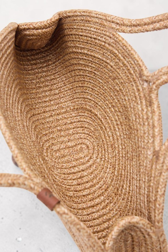 Paper Handmade Straw Shoulder Bag for Women Woven Button Tote Handbag