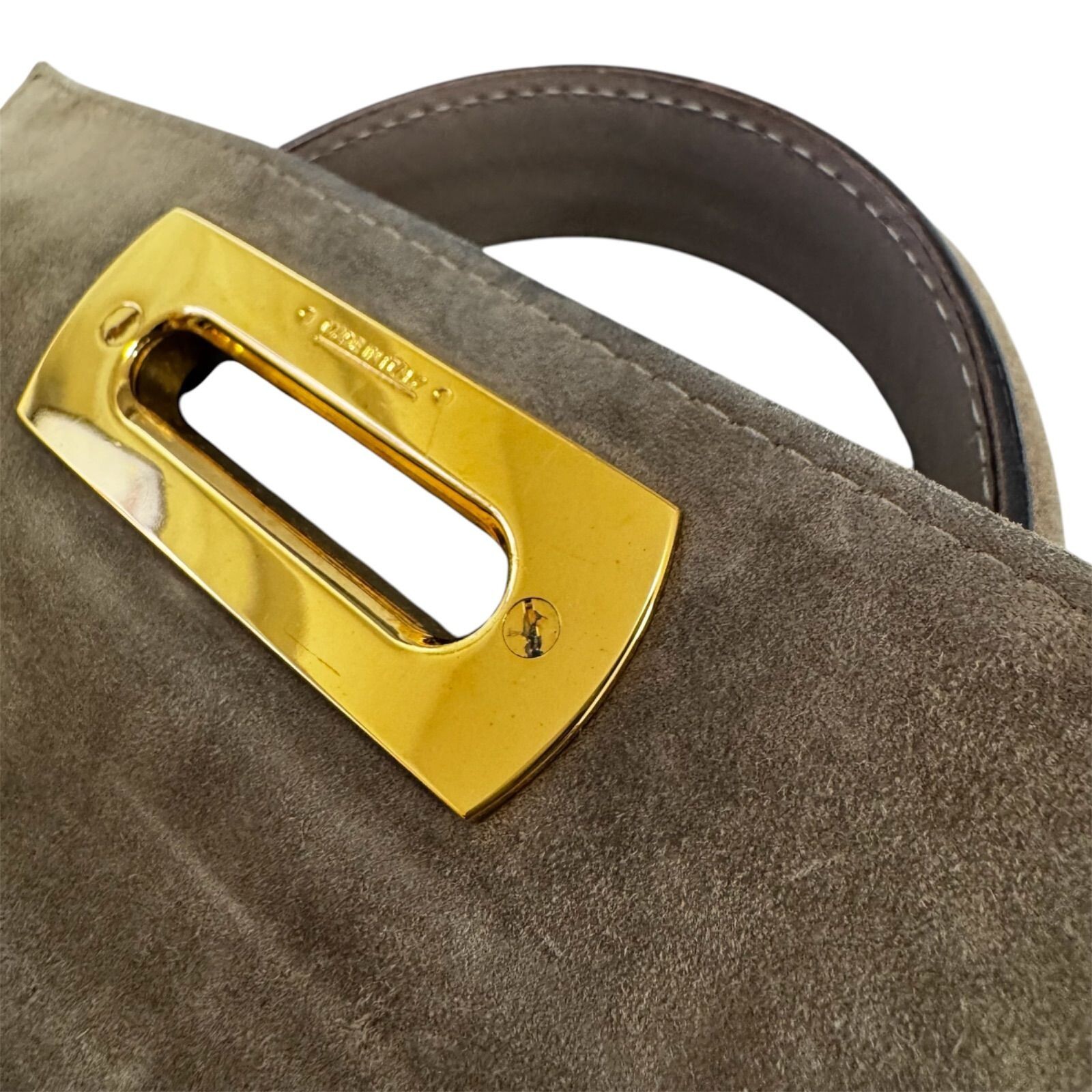 SALVATORE FERRAGAMO 2WAY Bag Gancini Suede Gray Vintage Authentic From Japan