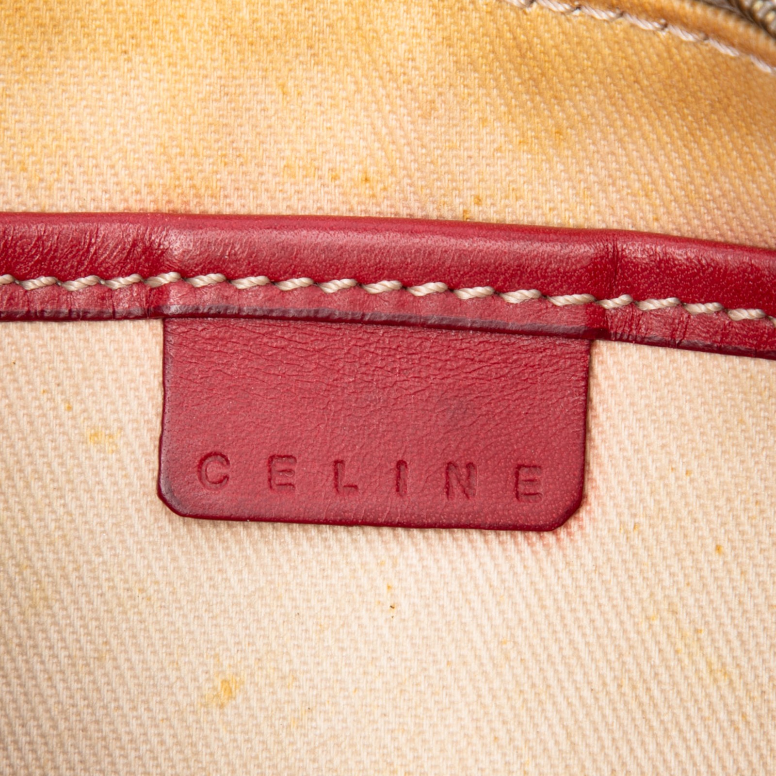 Celine Macadam Coated Canvas Shoulder Bag Pre-Loved Red