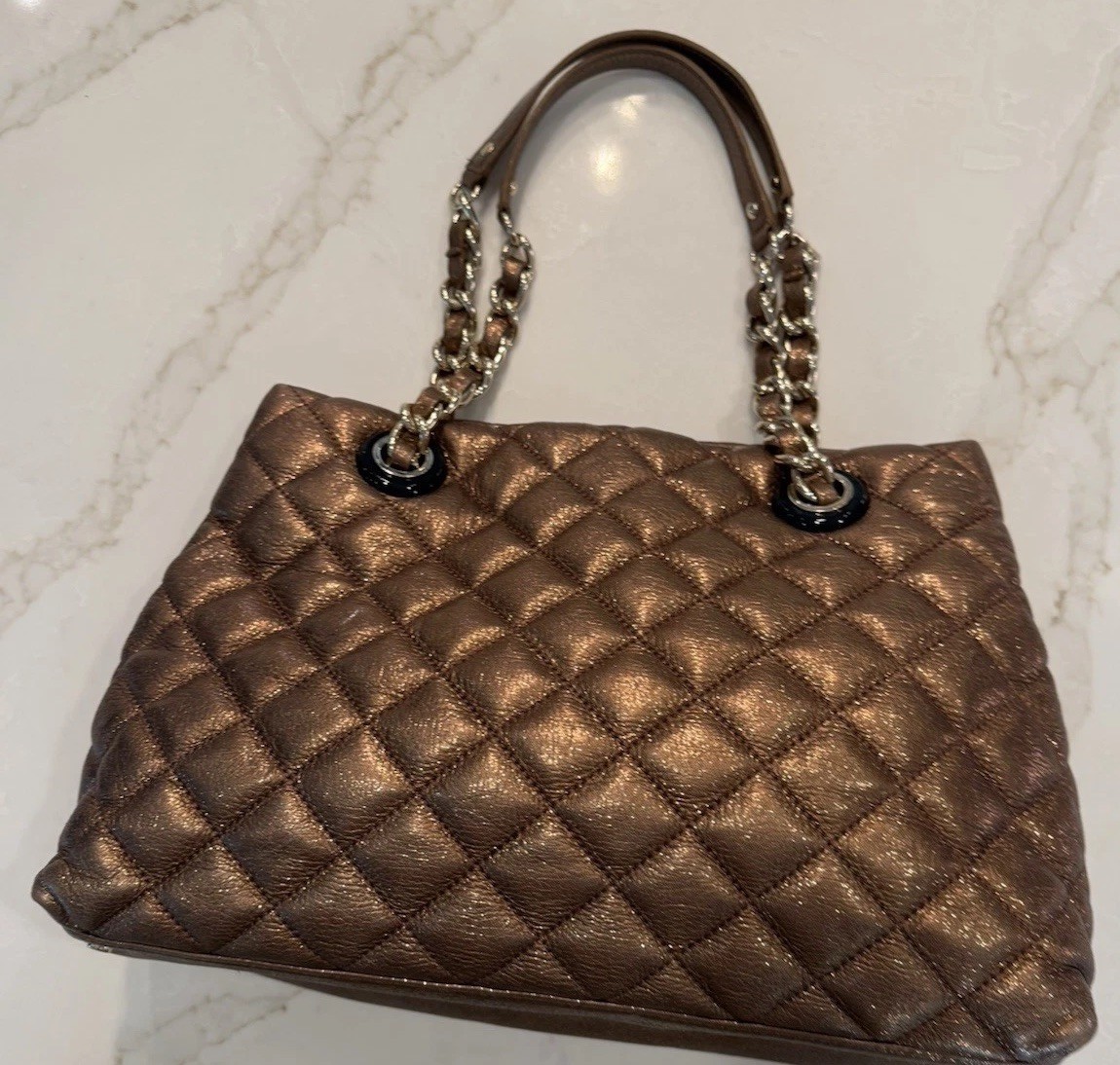 kate spade handbag Bronze Metallic Quilted Gold Chain Straps
