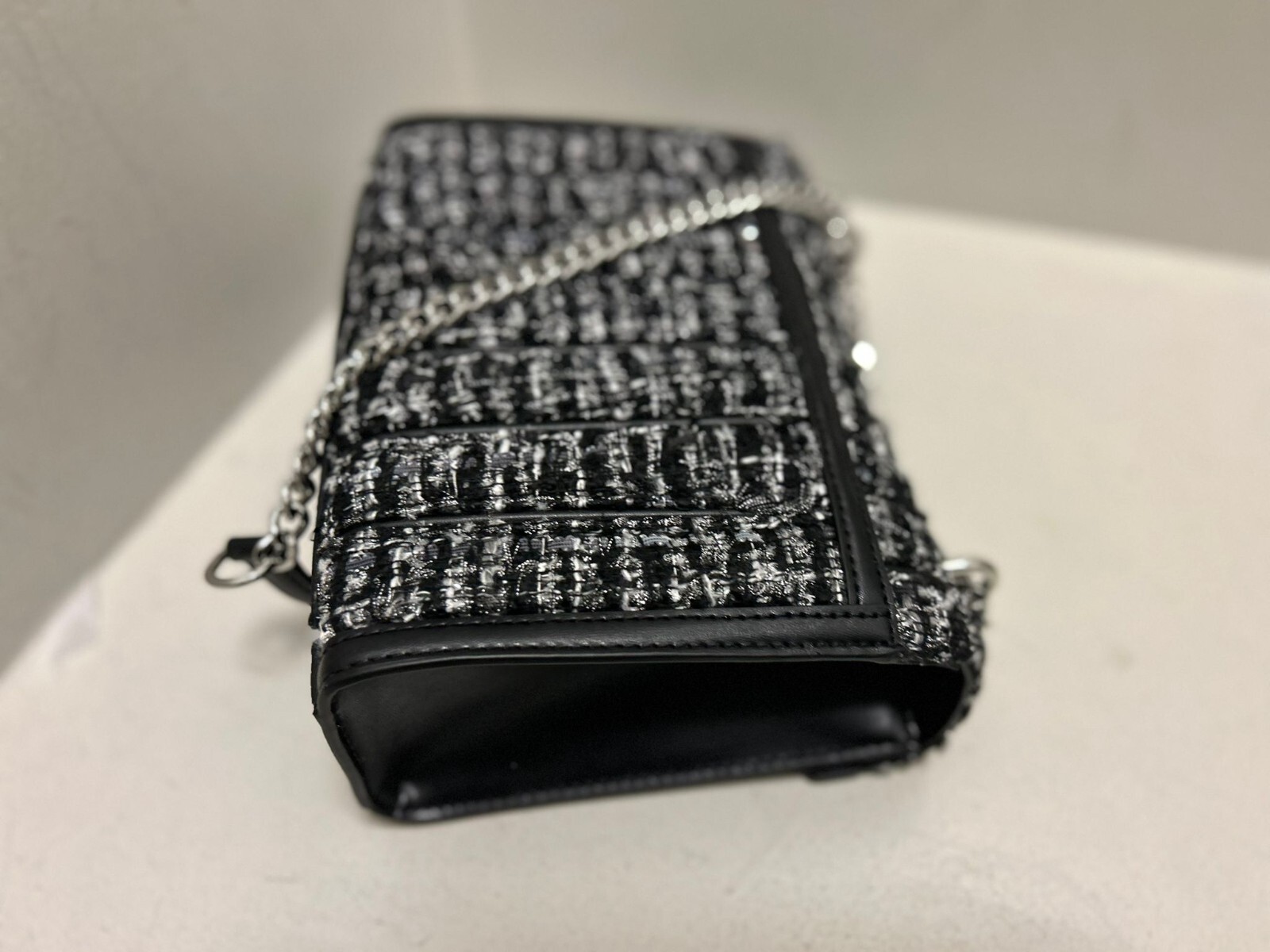 Michael Kors Whitney Medium Tweed Flap Chain Strap Shoulder Bag (Black)