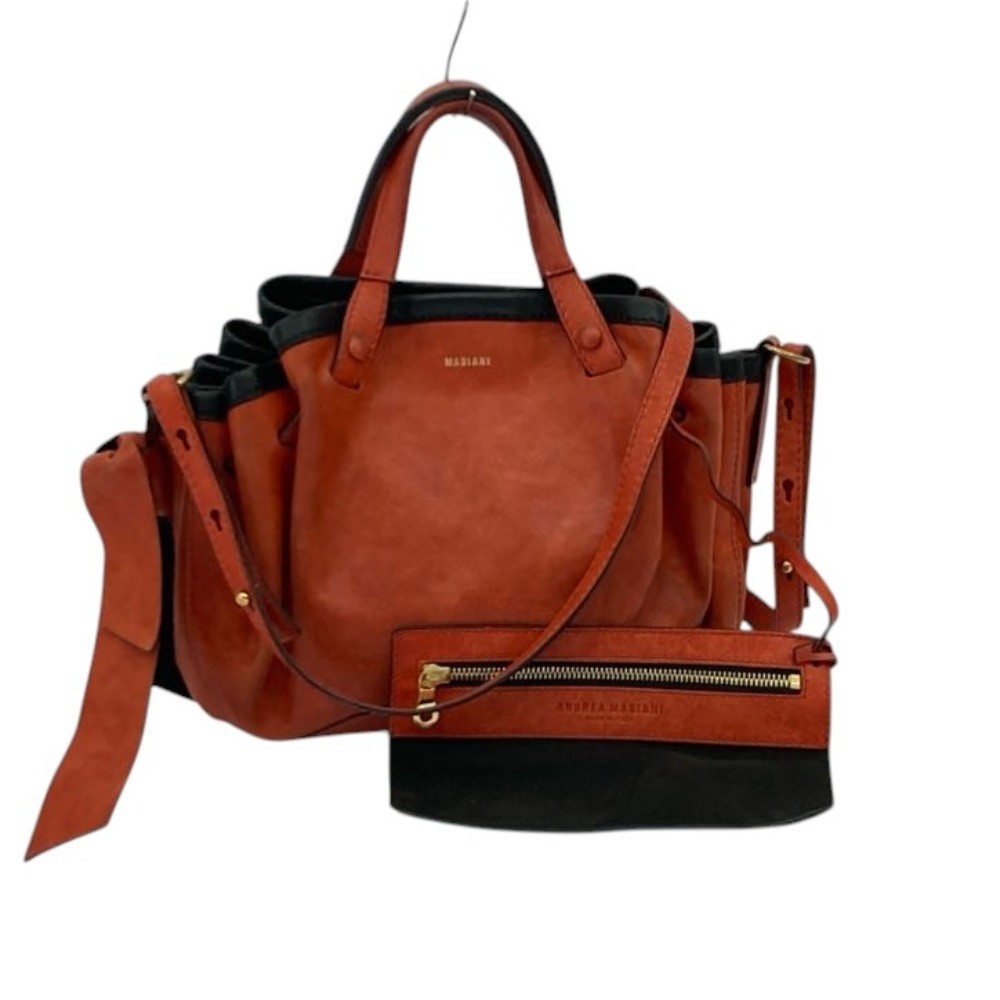 ANDREA MABIANI Leather 2-Way Shoulder Bag in Red Women USED