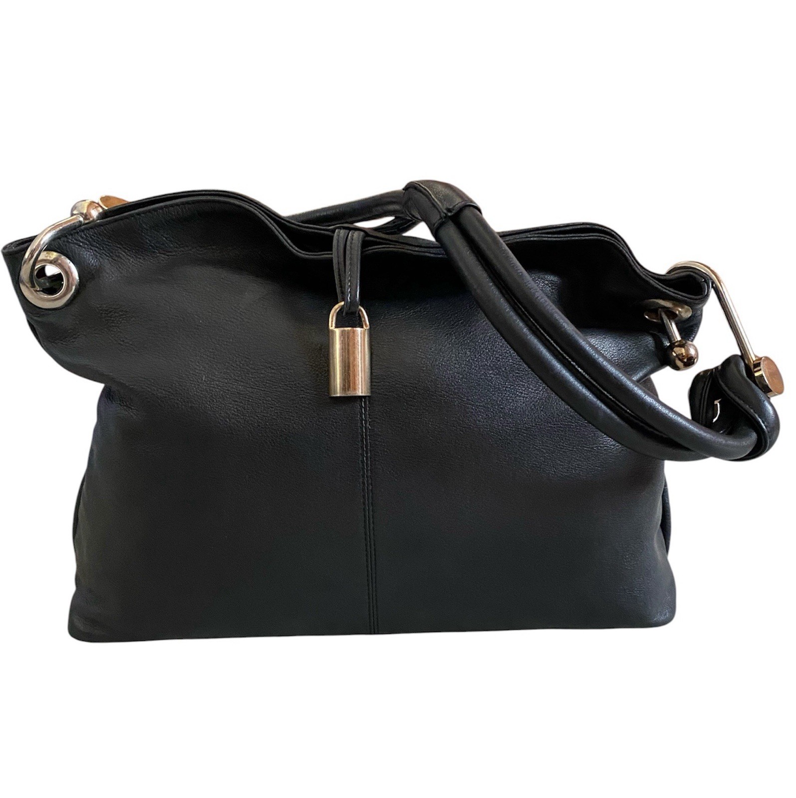 VTG Andrea Genuine Leather Black Shoulder Bag Made In Korea