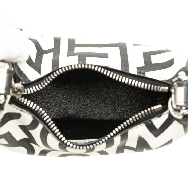 FENDI Nano Graphy Marc Jacobs Collaboration Handbag 7AS089 White Black Leather L