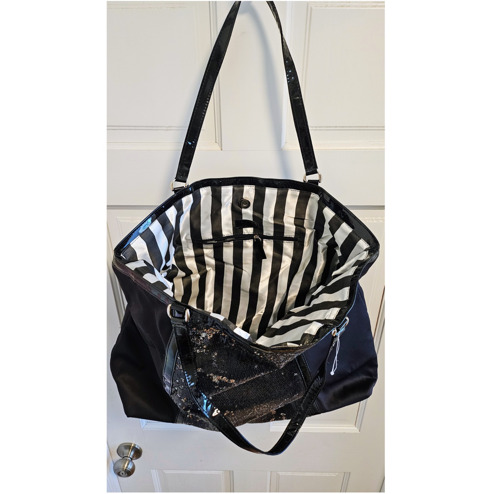 DSW Black and Silver Sequin-Embellished Large Tote