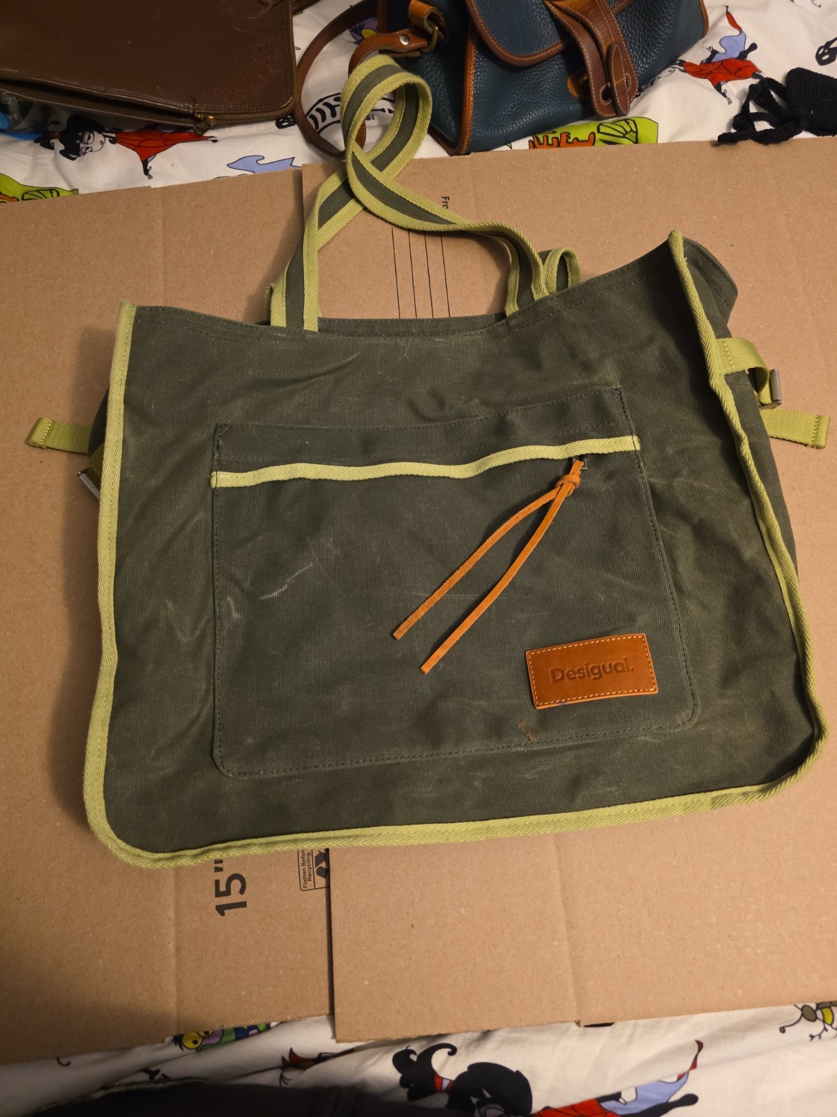 Desigual Large Heavy Duty Canvas Tote Bag, Green, See Pics!