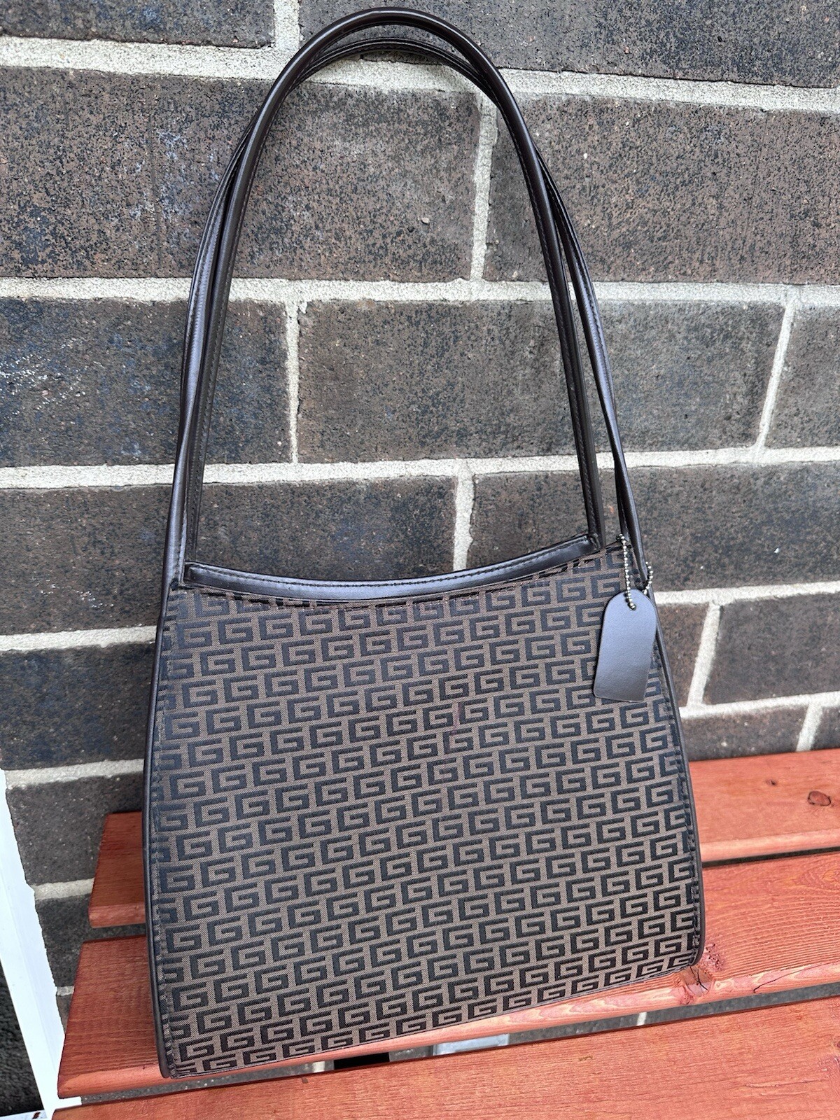 Vintage Y2K “G” Signature Logo Melrose Satchel Shoulder Bag Brown