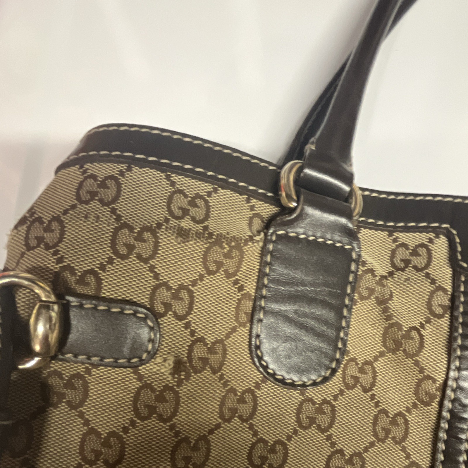 Authentic Vintage Gucci GG Canvas Web Stripe Tassel Satchel Top Handle