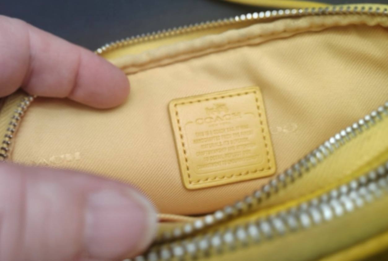 COACH Valentine’s Day Mini Crossbody Bag Polished Pebble Yellow Leather 6.5 in