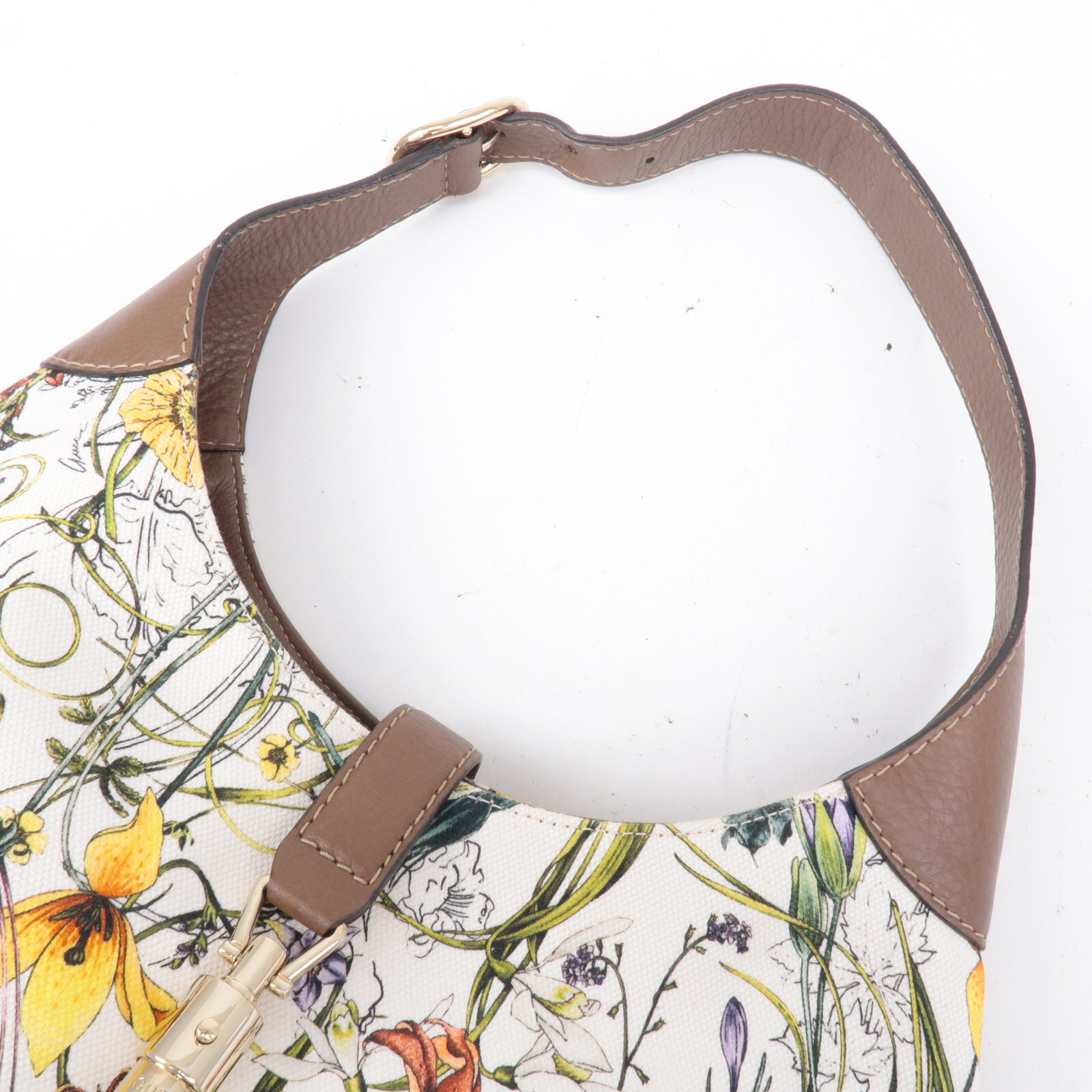 GUCCI New Jackie Flora Shoulder Bag Canvas Leather 277520 Auth Used