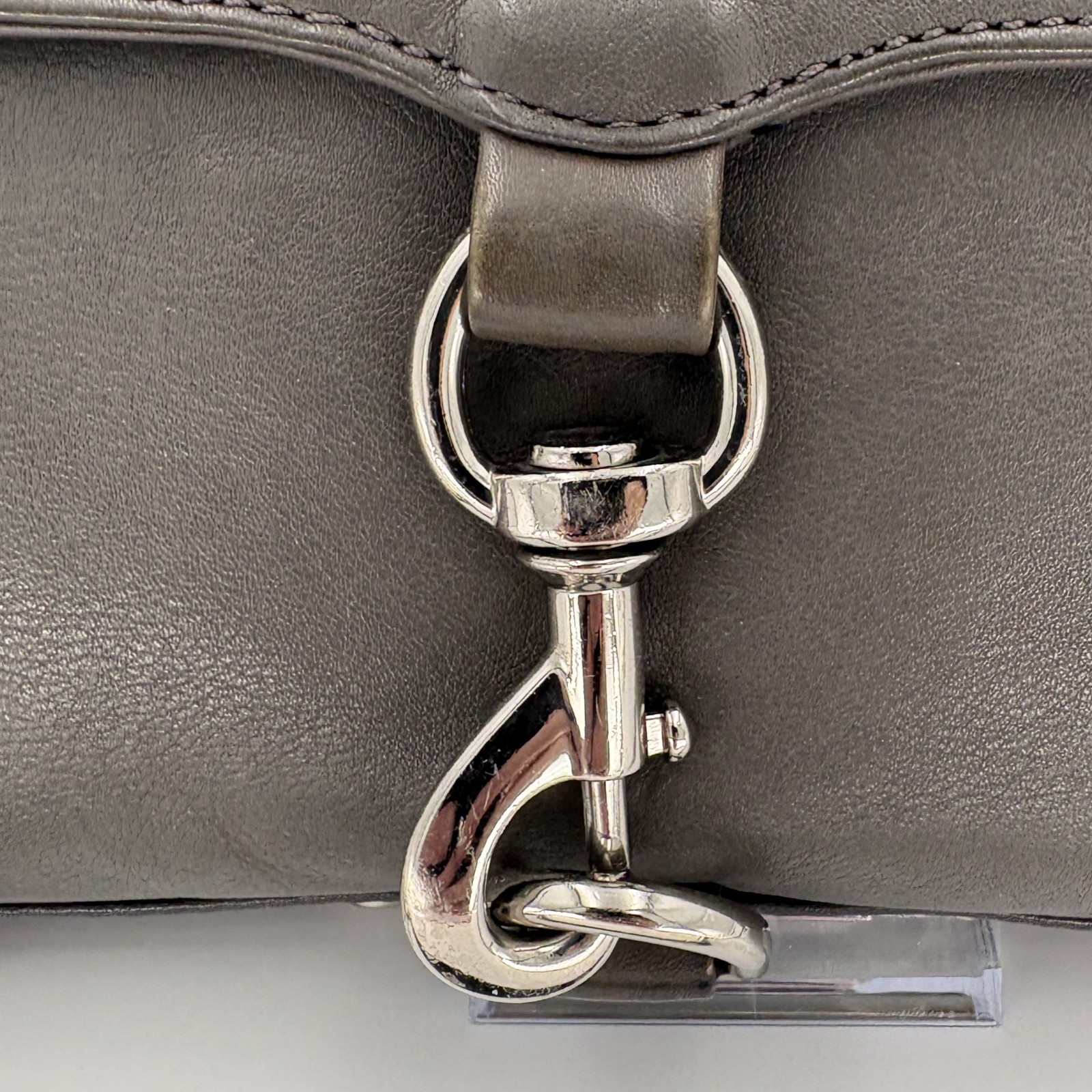 Rebecca Minkoff Charcoal Grey Leather Mini MAC Crossbody Bag Silver Hardware