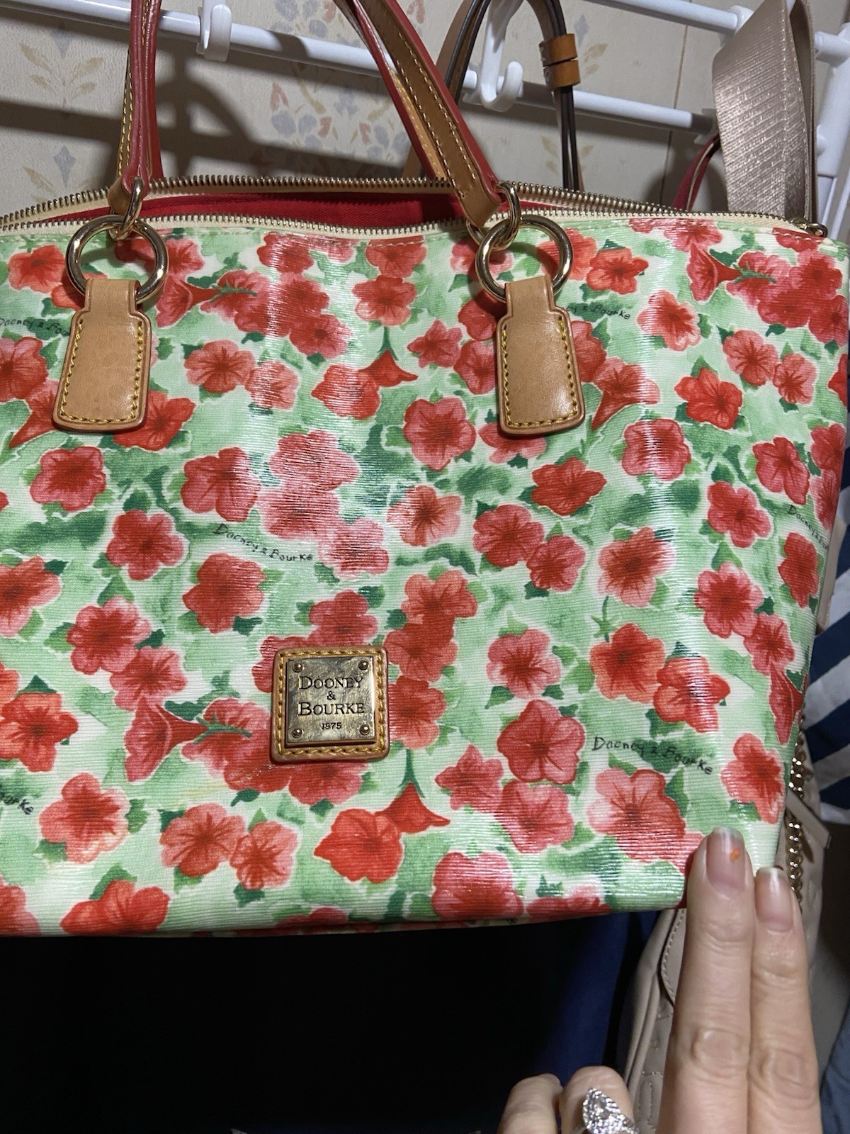 Dooney & Bourke Petunia Floral Handbag Bag Coated CanvasLeather