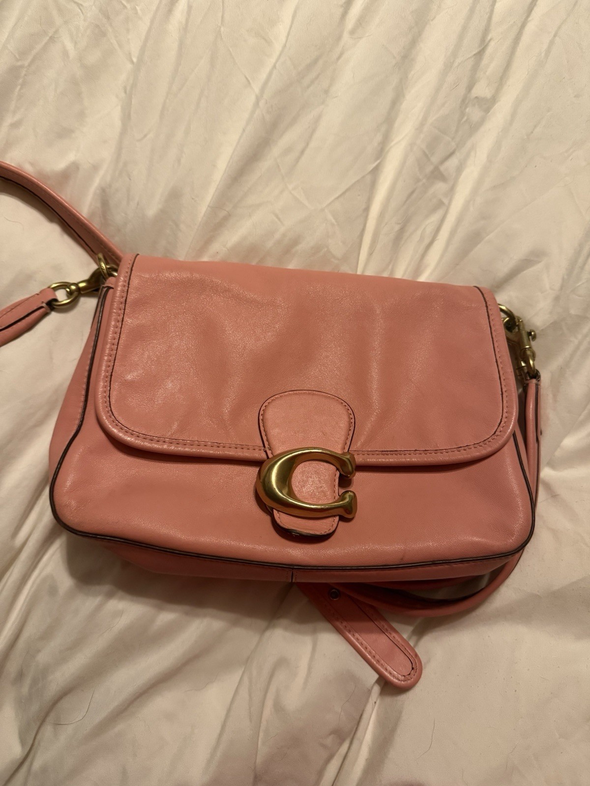 Coach Soft Tabby Leather Shoulder Bag In Pink Pebble Leather