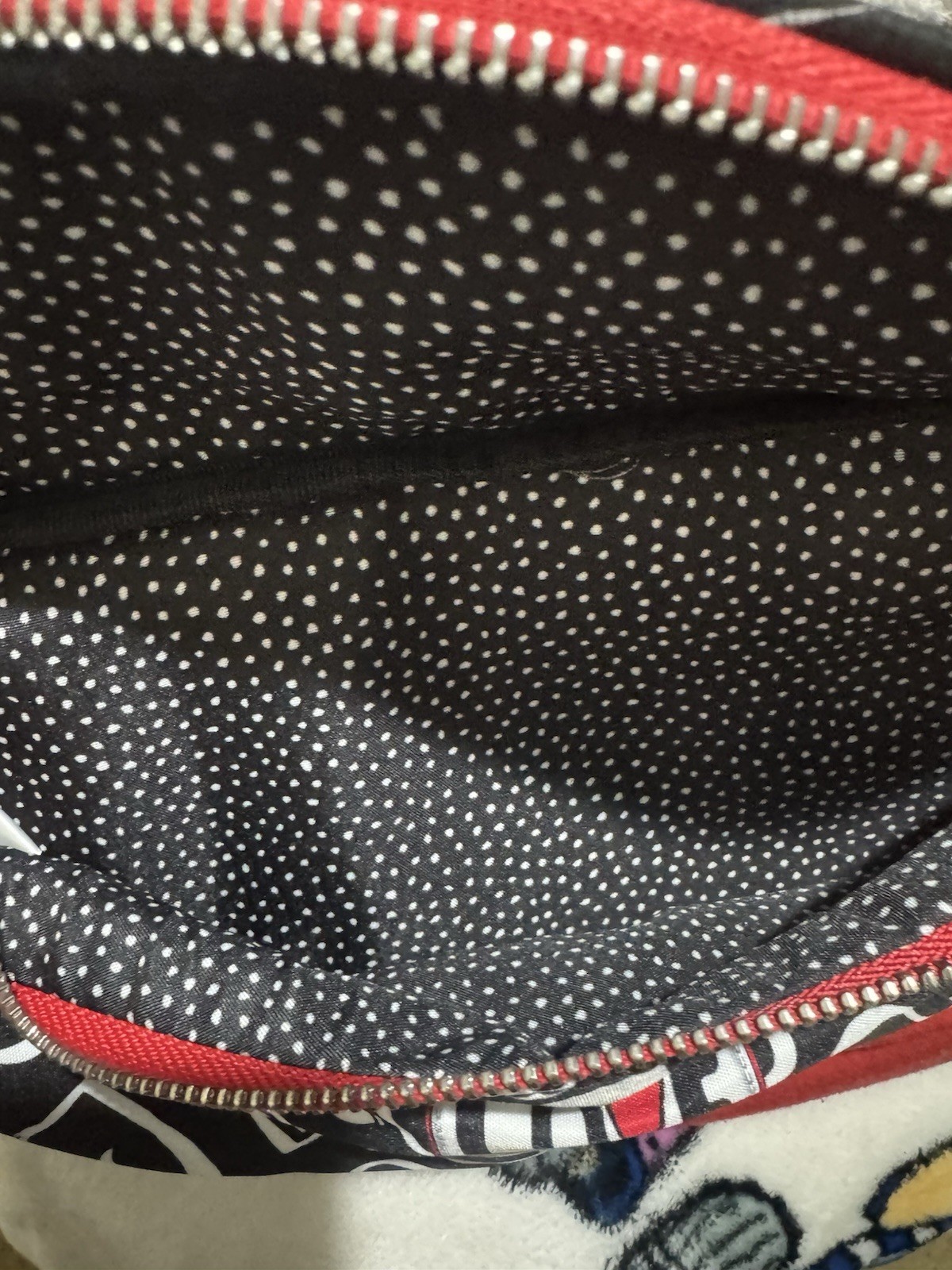 Endless Love Heart Print Belt Bag Black/White with Red Zip Adjustable Strap