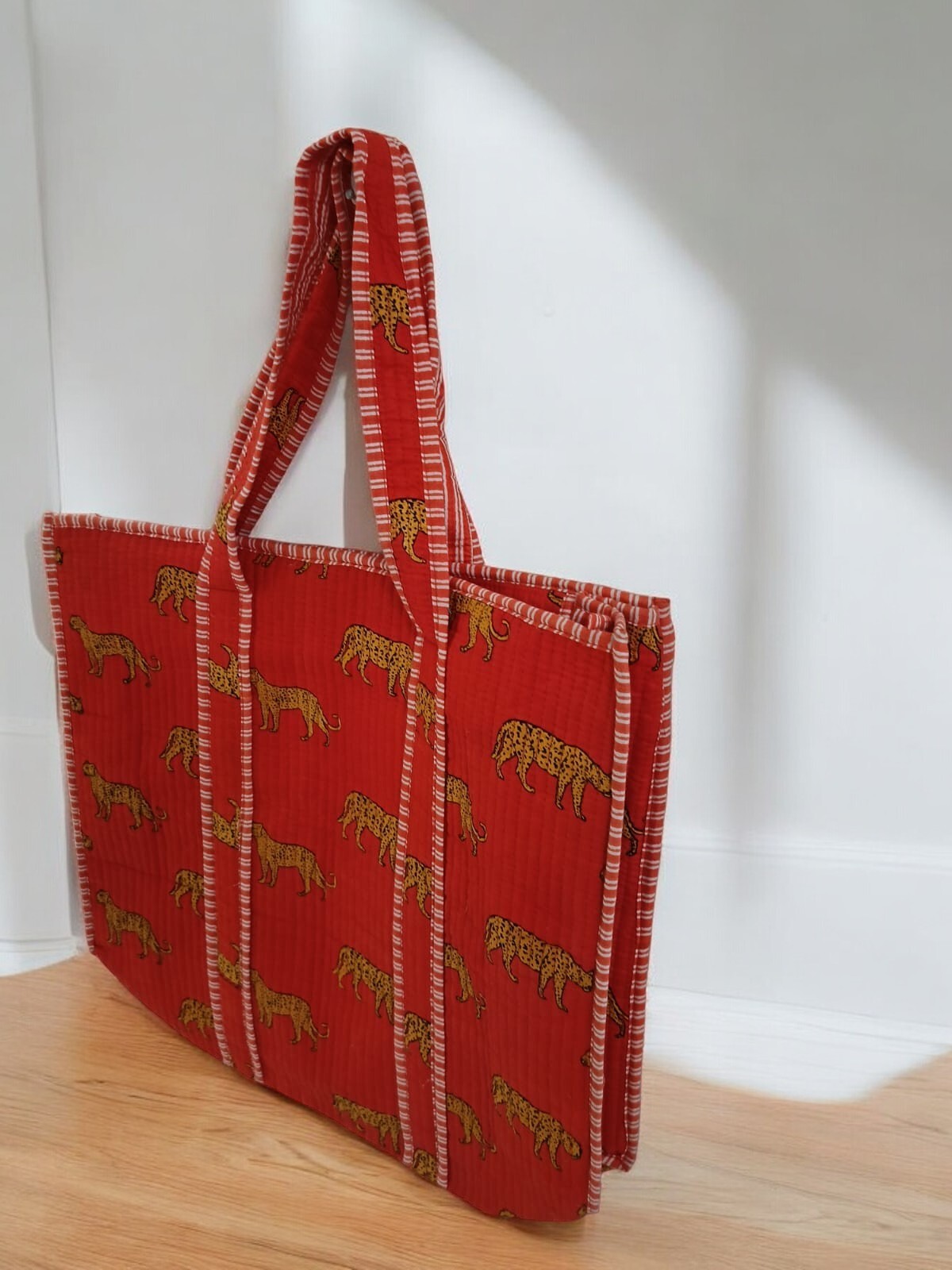 Indian Tote Bags Quilted Handmade Cotton Block Large Shoulder Shopping Bag Women