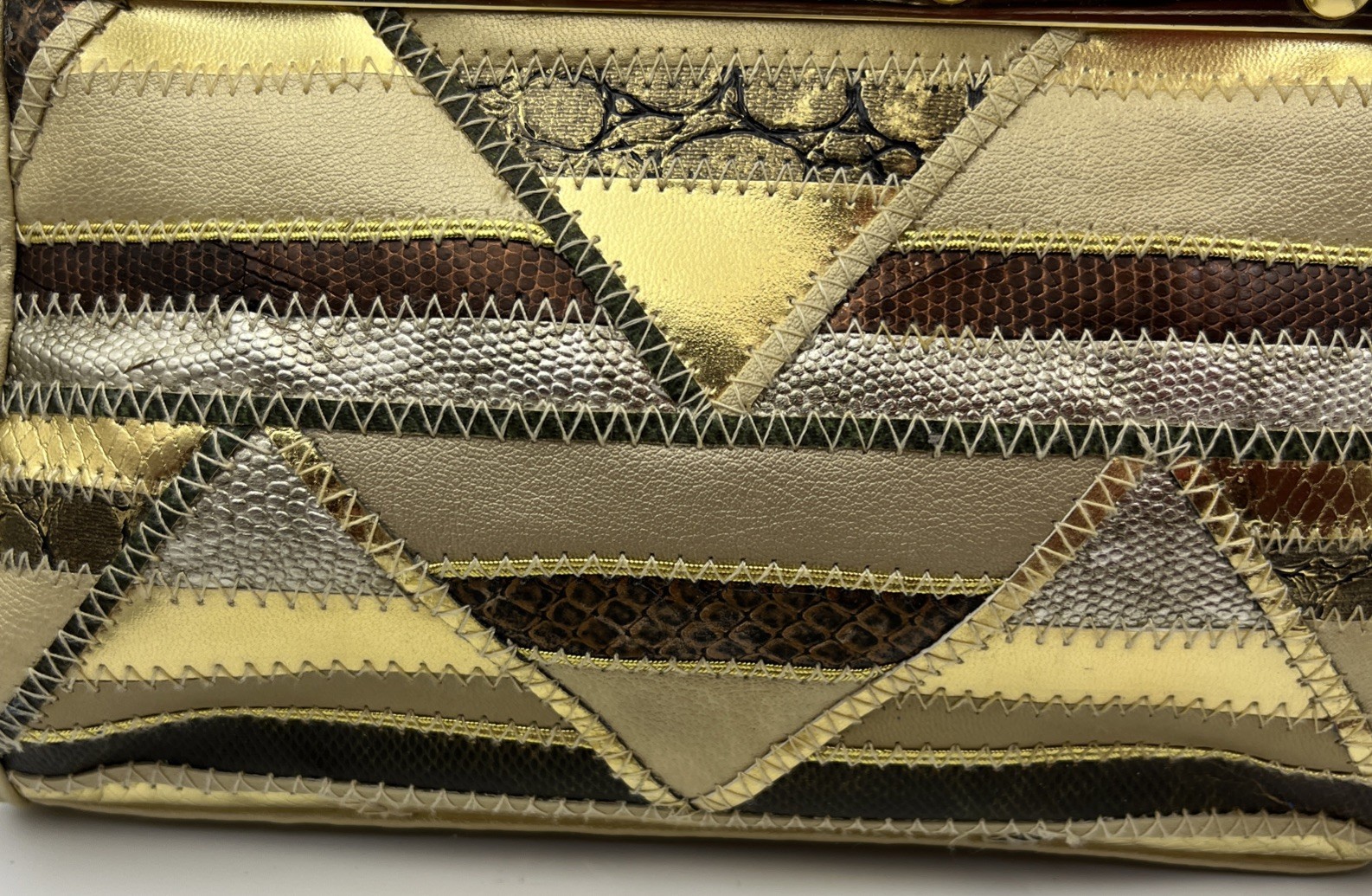 VTG Snake Skin Patchwork Purse Shoulder Bag or handheld purse 9×6.5×4.5 inches