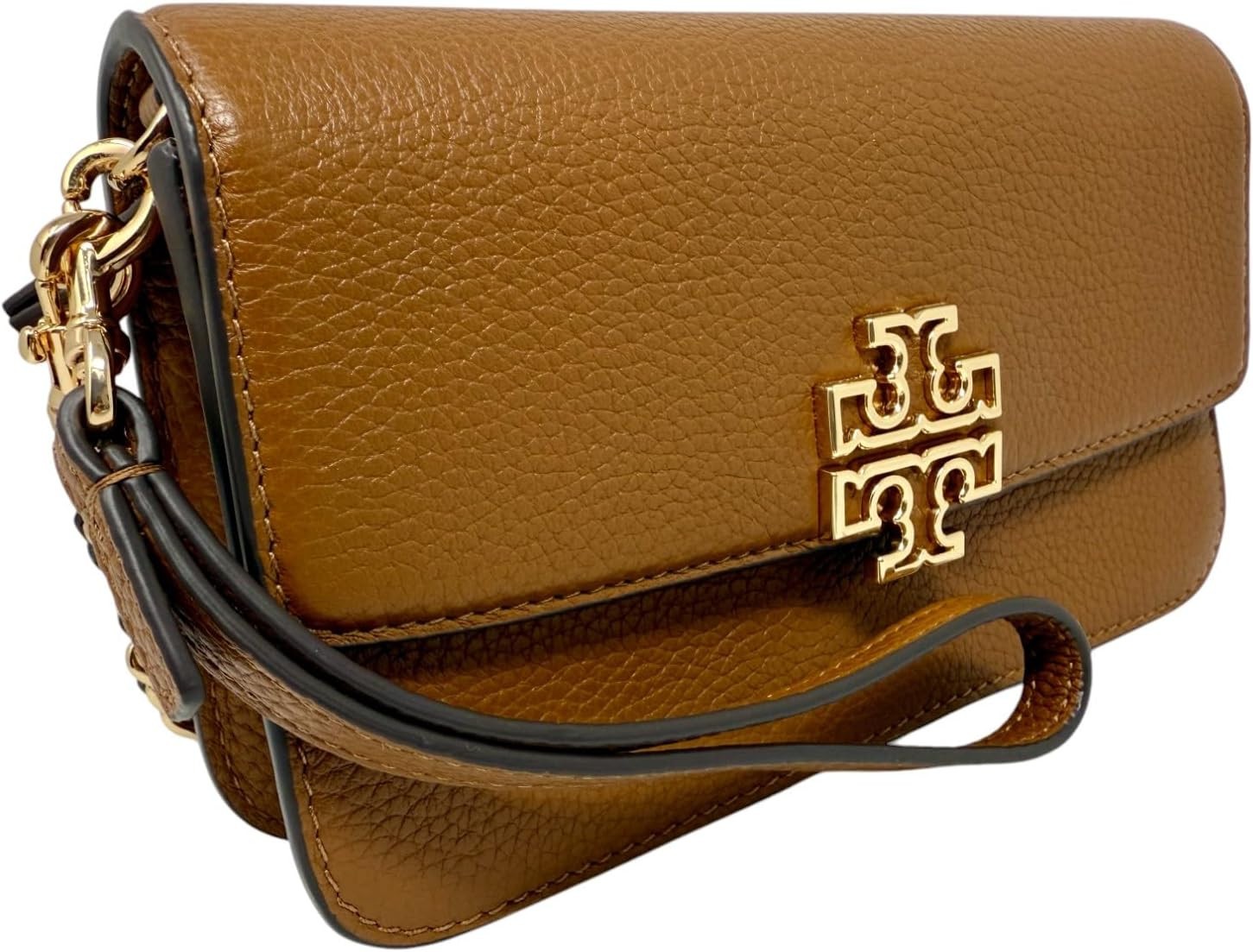Tory Burch Womens Moose Brown Leather Britten Chain Crossbody Bag Purse, TB-215