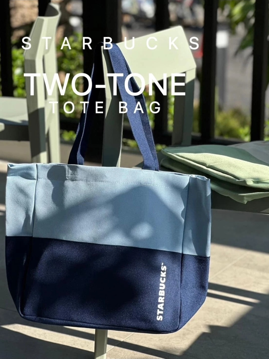 Starbucks Two-Tone Tote Bag Polyester Canvas Water-Resistant NWOT