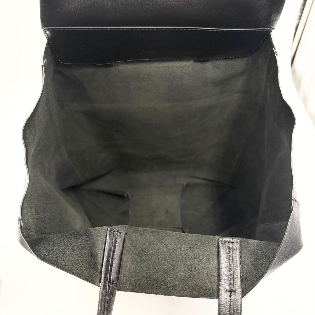 CELINE Horizontal Cabas Leather Tote Bag Black A4 Laptop Large Unisex Authentic