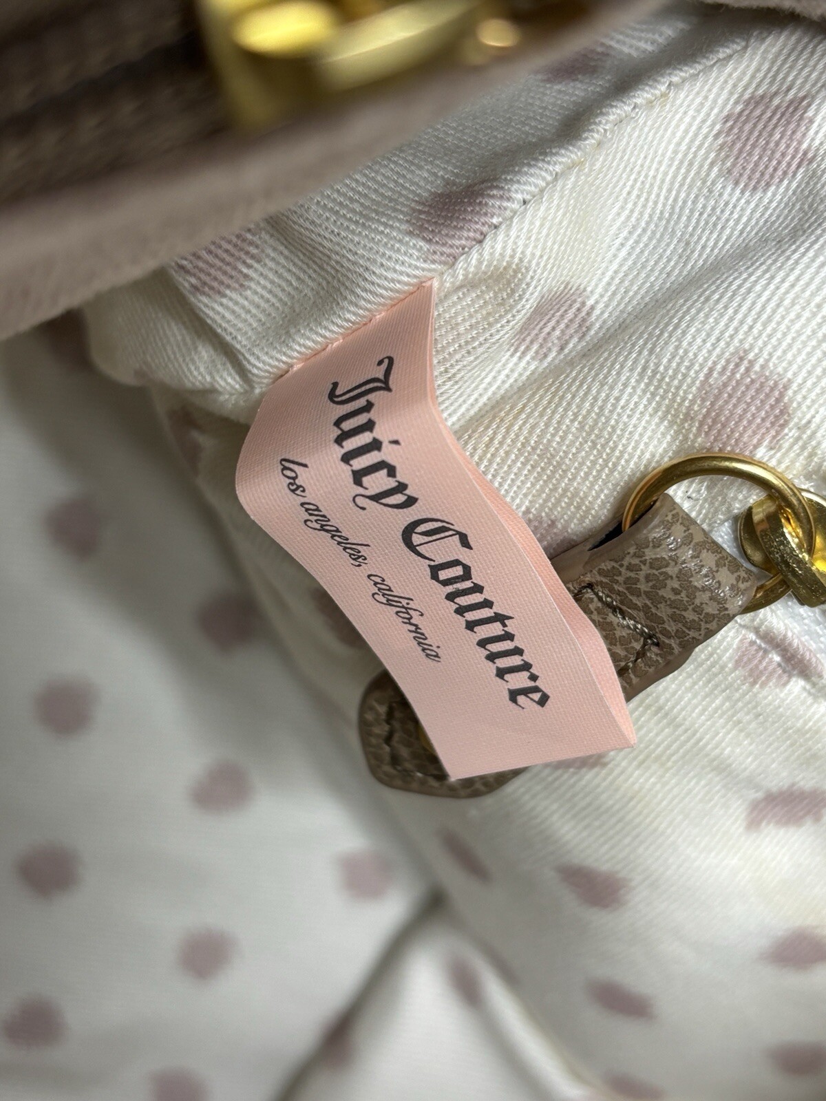 Juicy Couture Velour Handbag Beige Crown Rhinestones Y2K 2012 FLAW