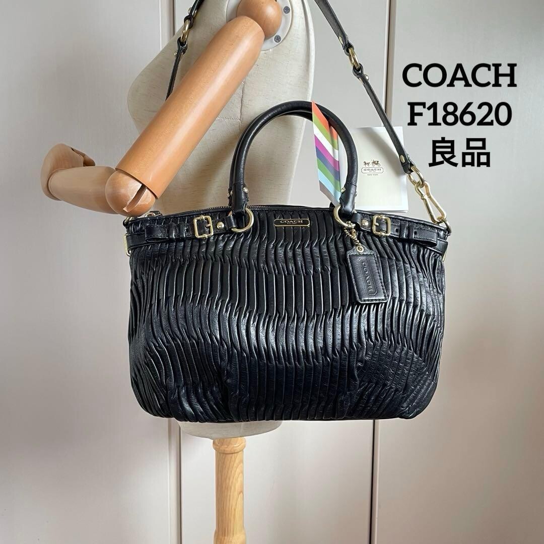 COACH F18620 Handbag Madison 2Way Leather Black From Japan