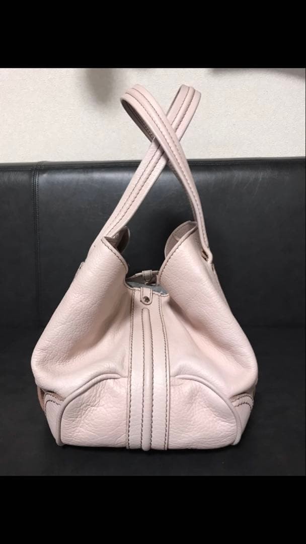 CELINE Triomphe Macadam Leather Shoulder Bag Pink Authentic Vintage