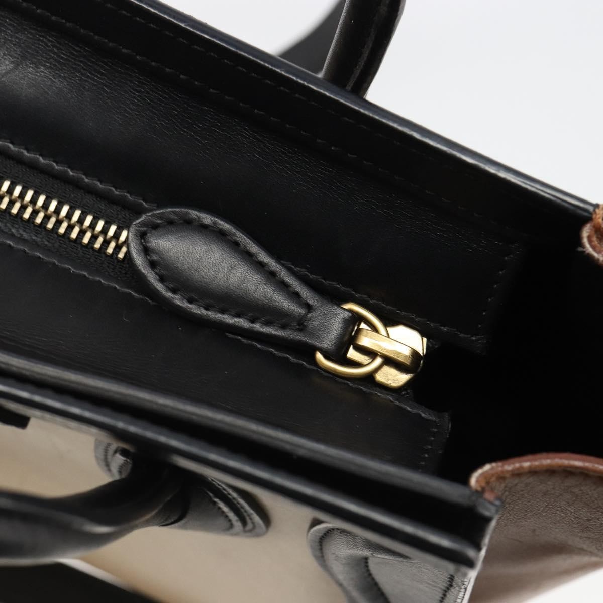 CELINE Luggage Nano Micro Mini Hand Bag Leather 2way Beige Gold Auth ka4812V
